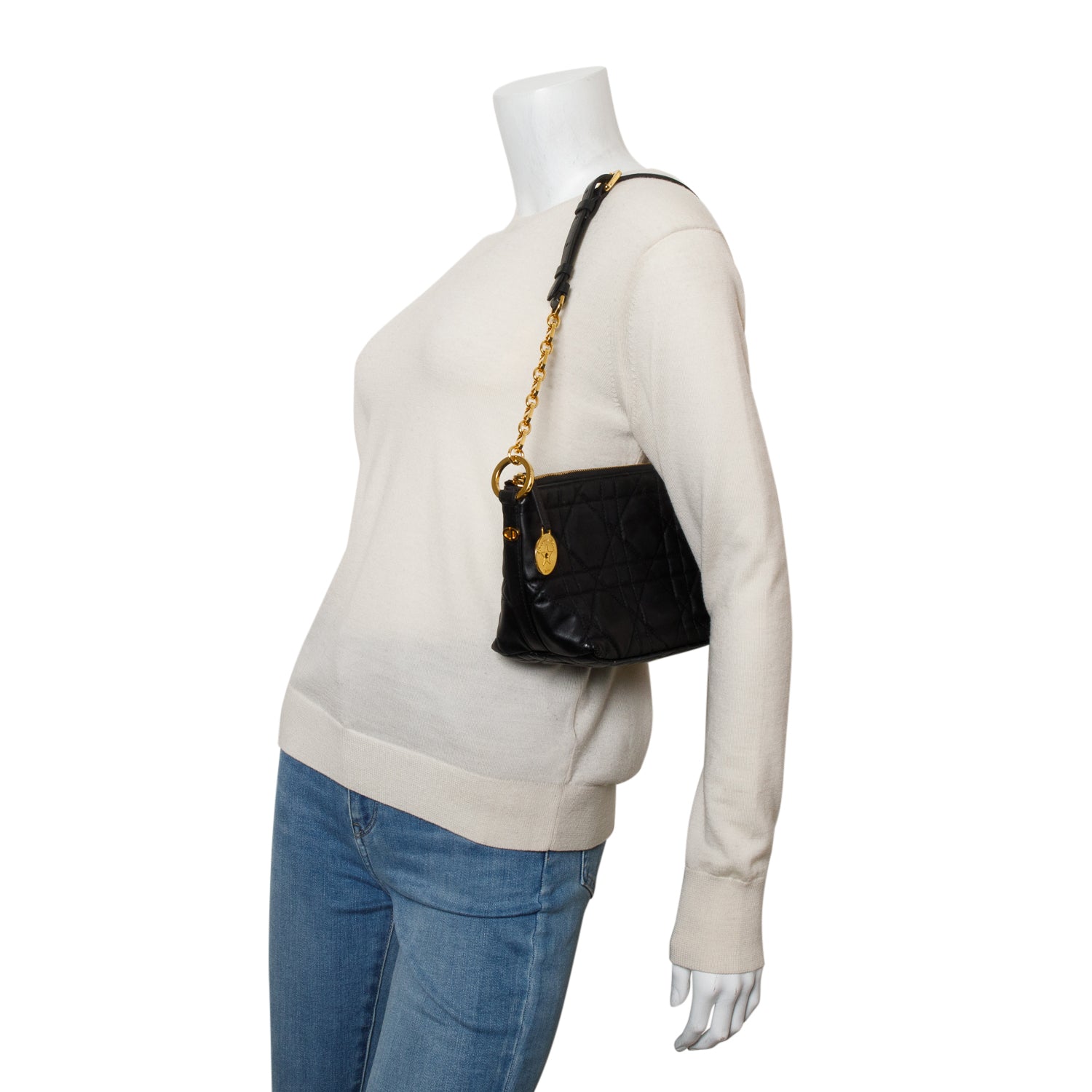 Christian Dior 2025 Black Macrocannage Lambskin Diorstar Hobo Bag w/ Box & Receipt