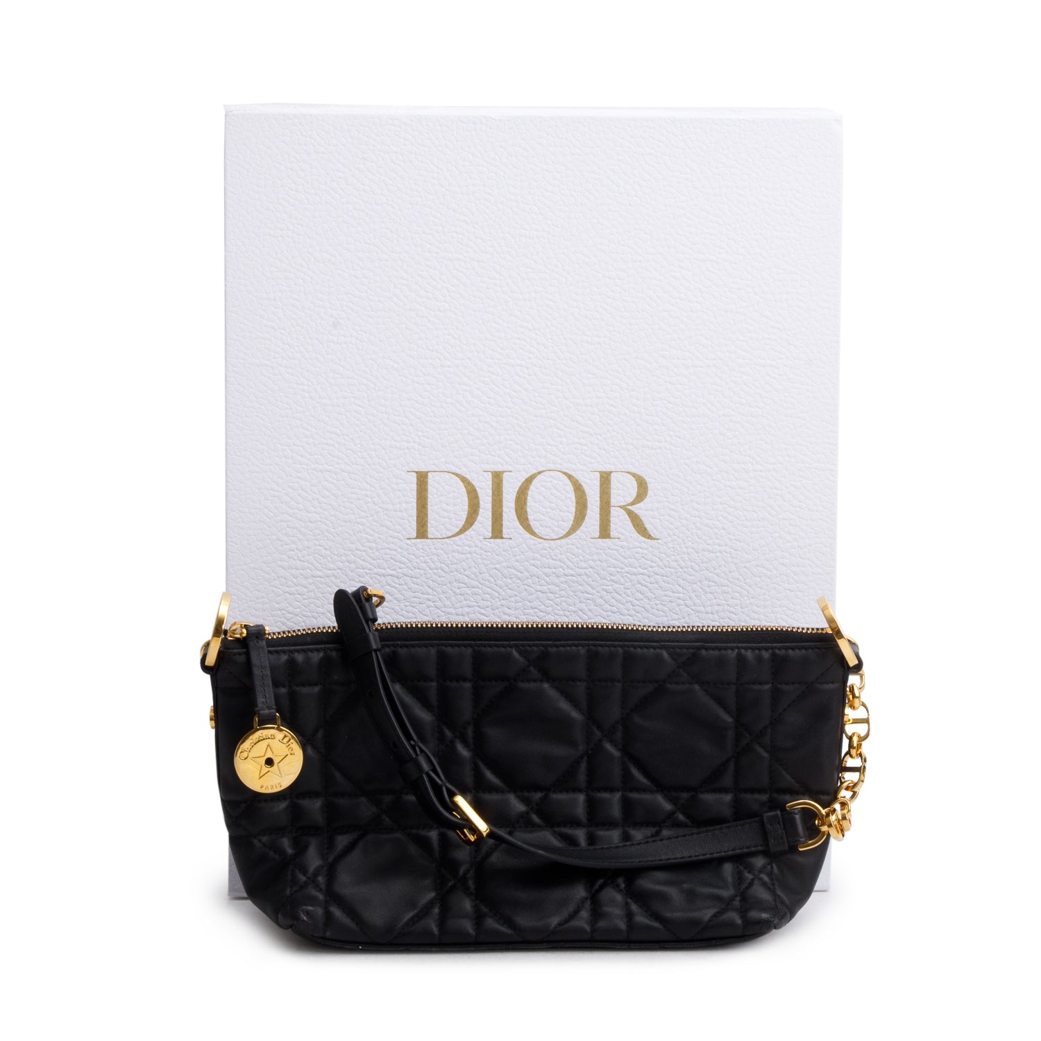 Christian Dior 2025 Black Macrocannage Lambskin Diorstar Hobo Bag w/ Box & Receipt