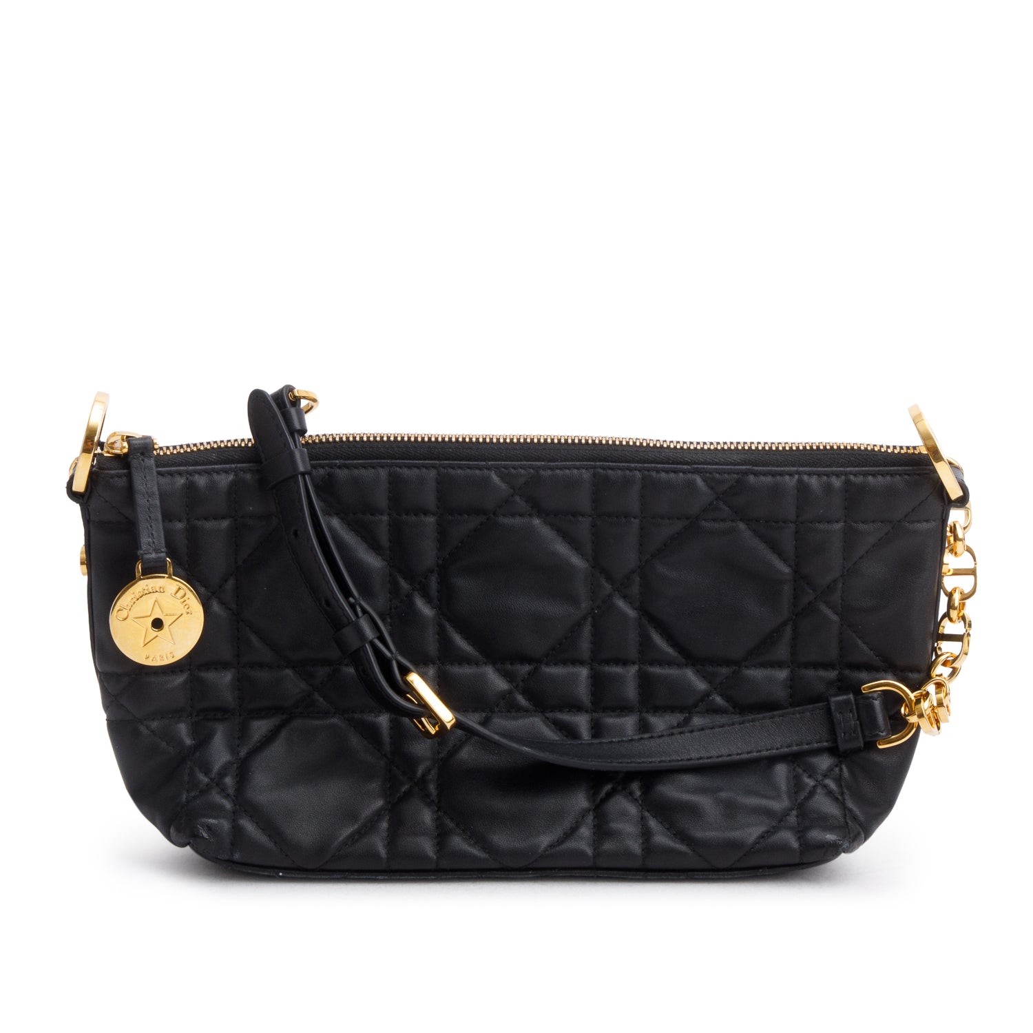 Christian Dior 2025 Black Macrocannage Lambskin Diorstar Hobo Bag w/ Box & Receipt