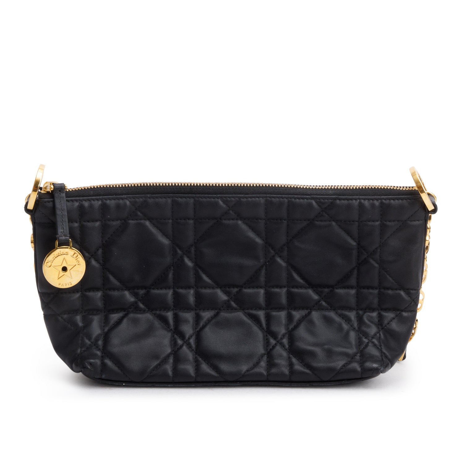 Christian Dior 2025 Black Macrocannage Lambskin Diorstar Hobo Bag w/ Box & Receipt