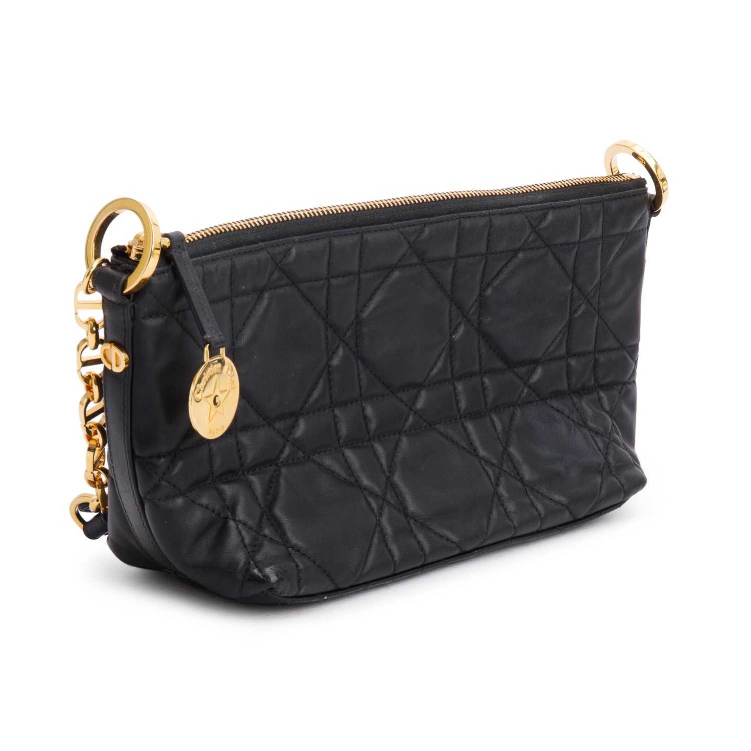 Christian Dior 2025 Black Macrocannage Lambskin Diorstar Hobo Bag w/ Box & Receipt