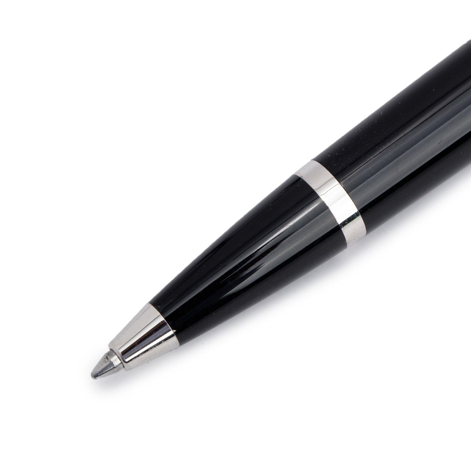 Cartier Palladium Plated Black Resin Dumont Ballpoint Pen w/ Box