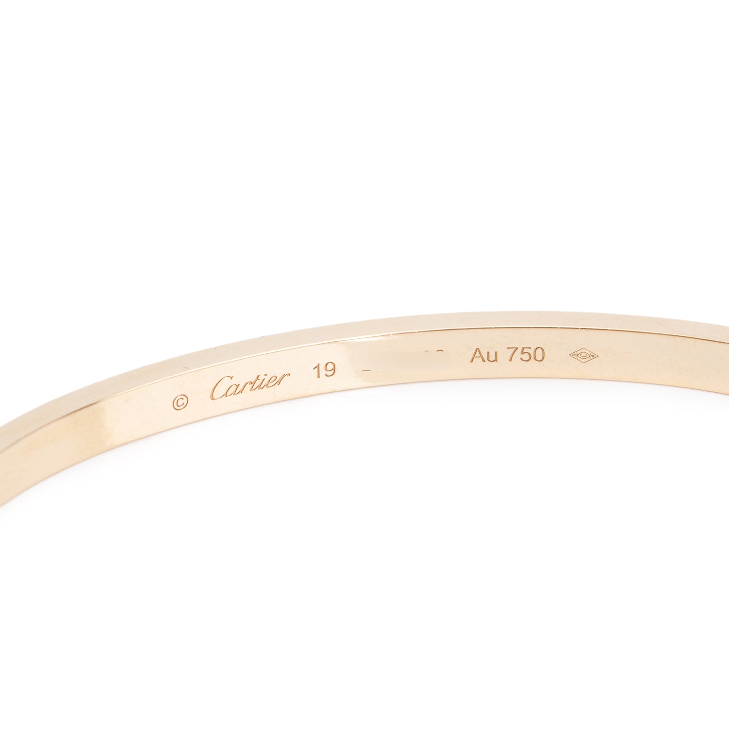 Cartier 2021 18k Yellow Gold 3.65 MM Love Bracelet, Small Model, Size 19 w/ Box & Certificate