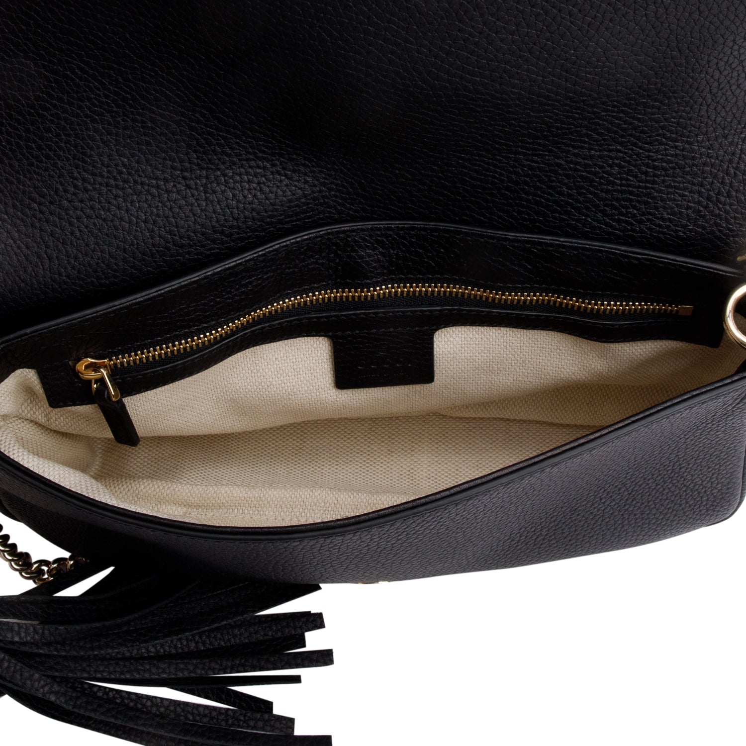 Gucci Black Pebbled Calfskin Medium Soho Chain Crossbody Bag w/ Box