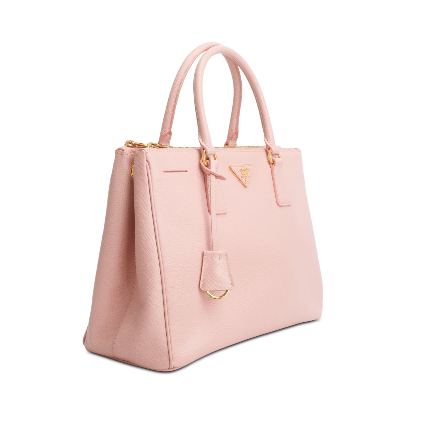 Prada Pink Saffiano Lux Medium Double Zip Galleria Tote w/ Authenticity Card & Strap
