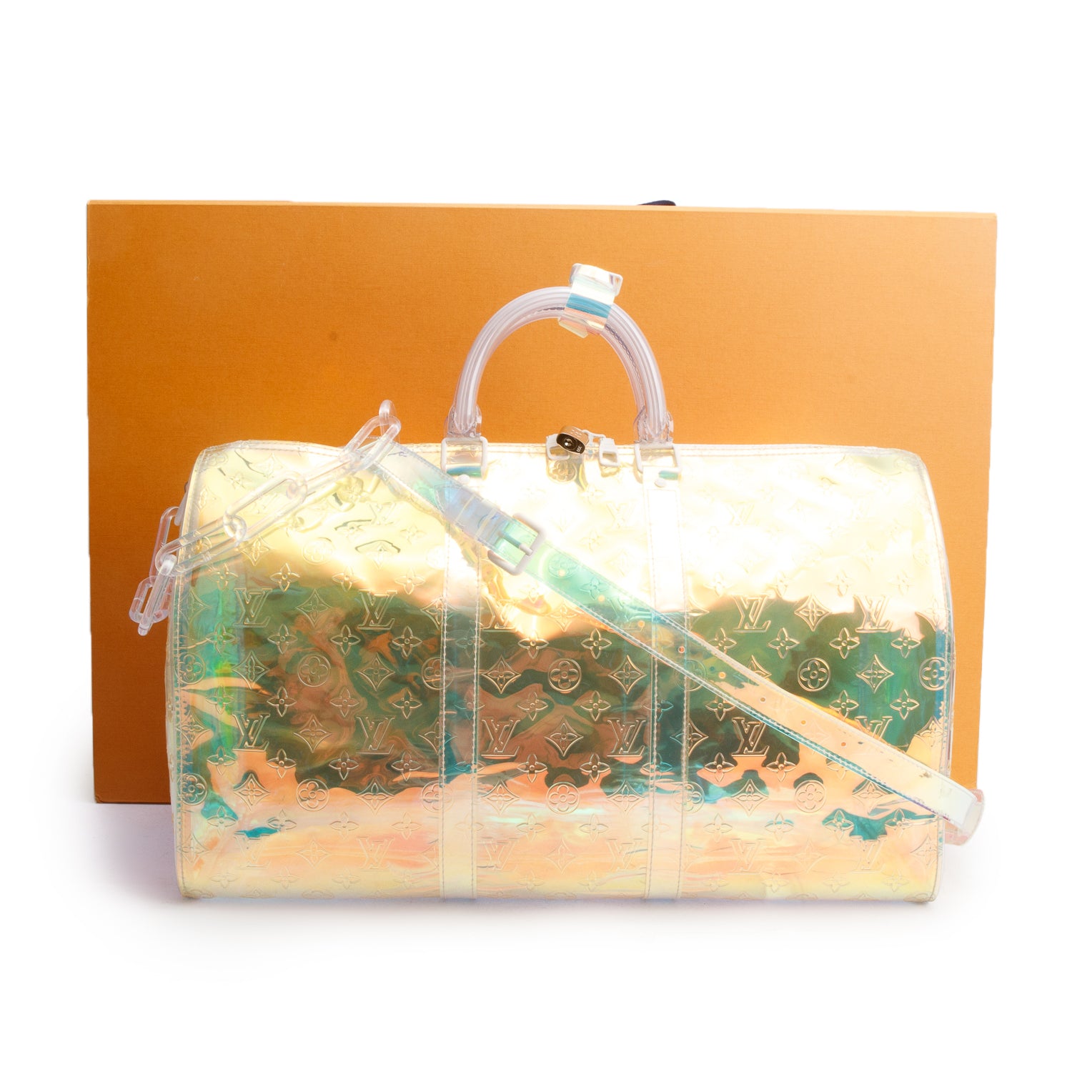 Louis Vuitton Iridescent Prism PCV Monogram Keepall Bandouliere 50 w/ Box & Strap