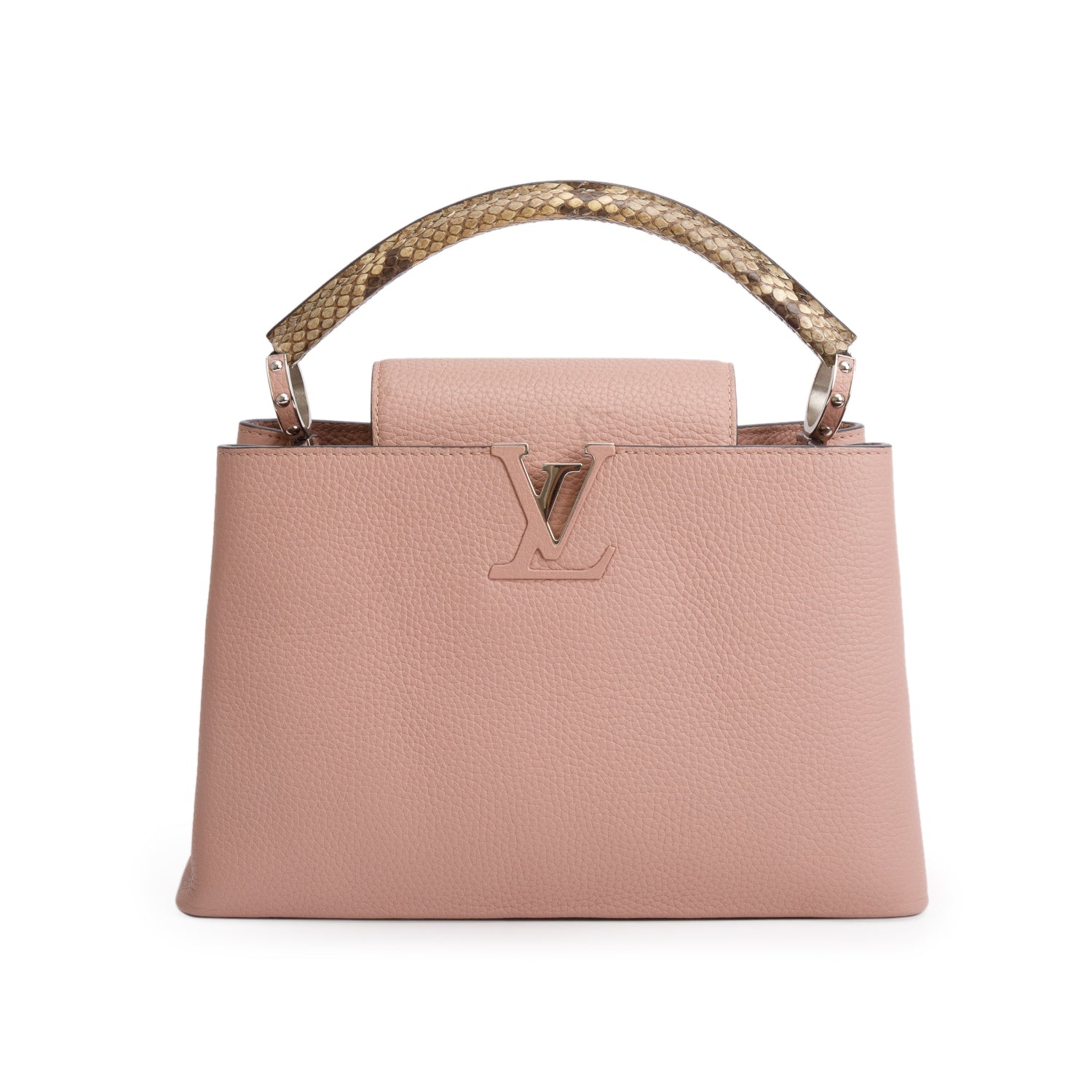 Louis Vuitton Python Trimmed Pink Taurillon Capucines MM w/ Strap
