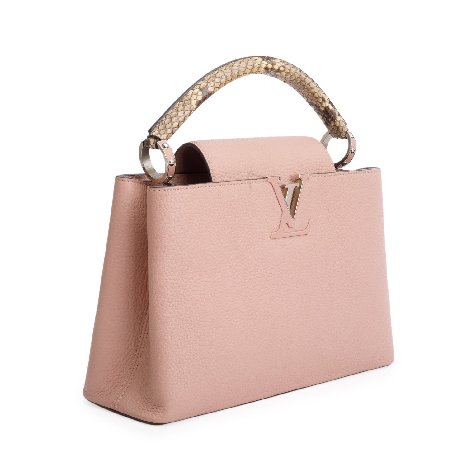 Louis Vuitton Python Trimmed Pink Taurillon Capucines MM w/ Strap