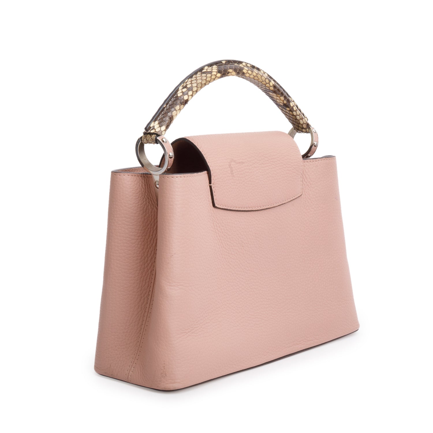 Louis Vuitton Python Trimmed Pink Taurillon Capucines MM w/ Strap