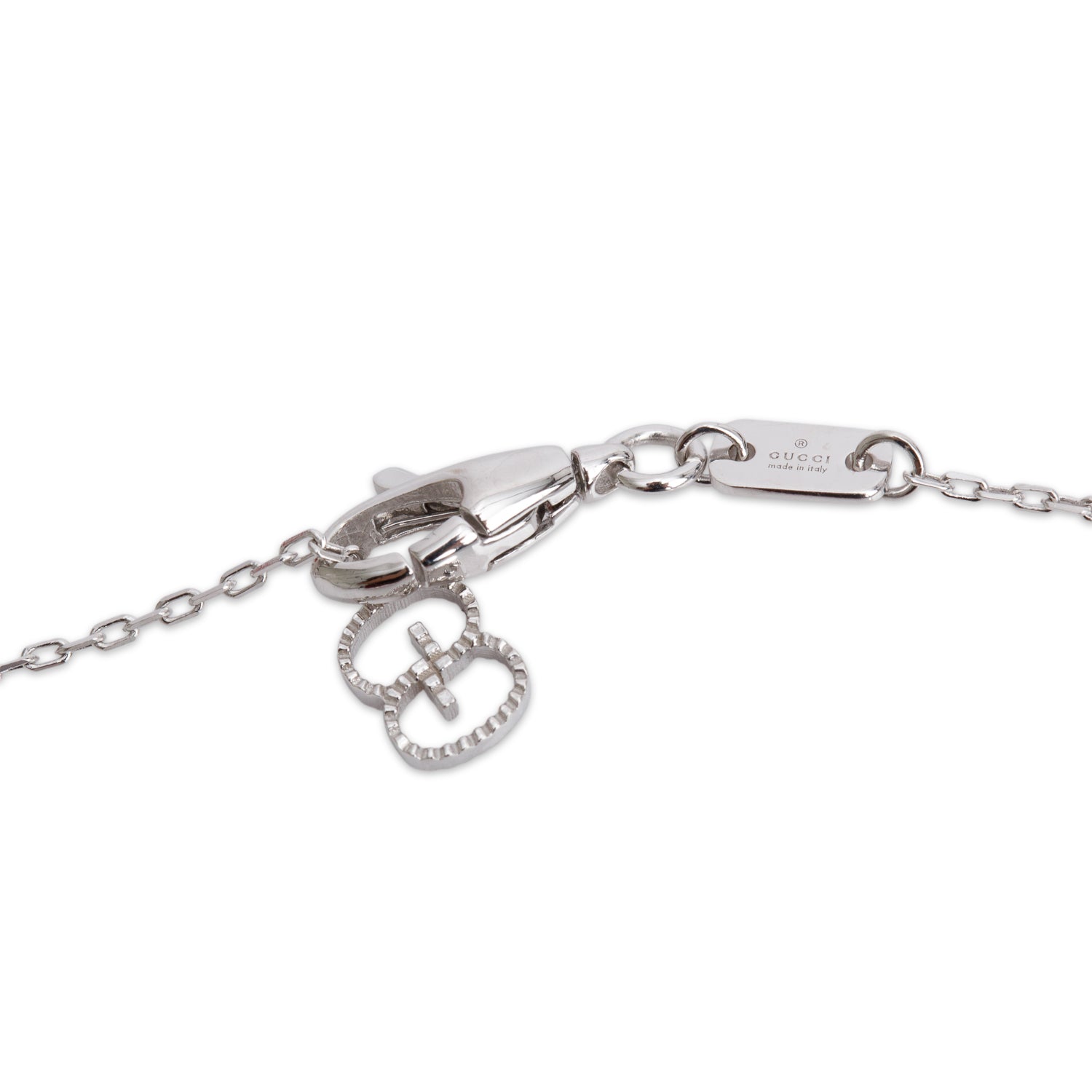 Gucci 18k White Gold Icon Heart Pendant Necklace w/ Box