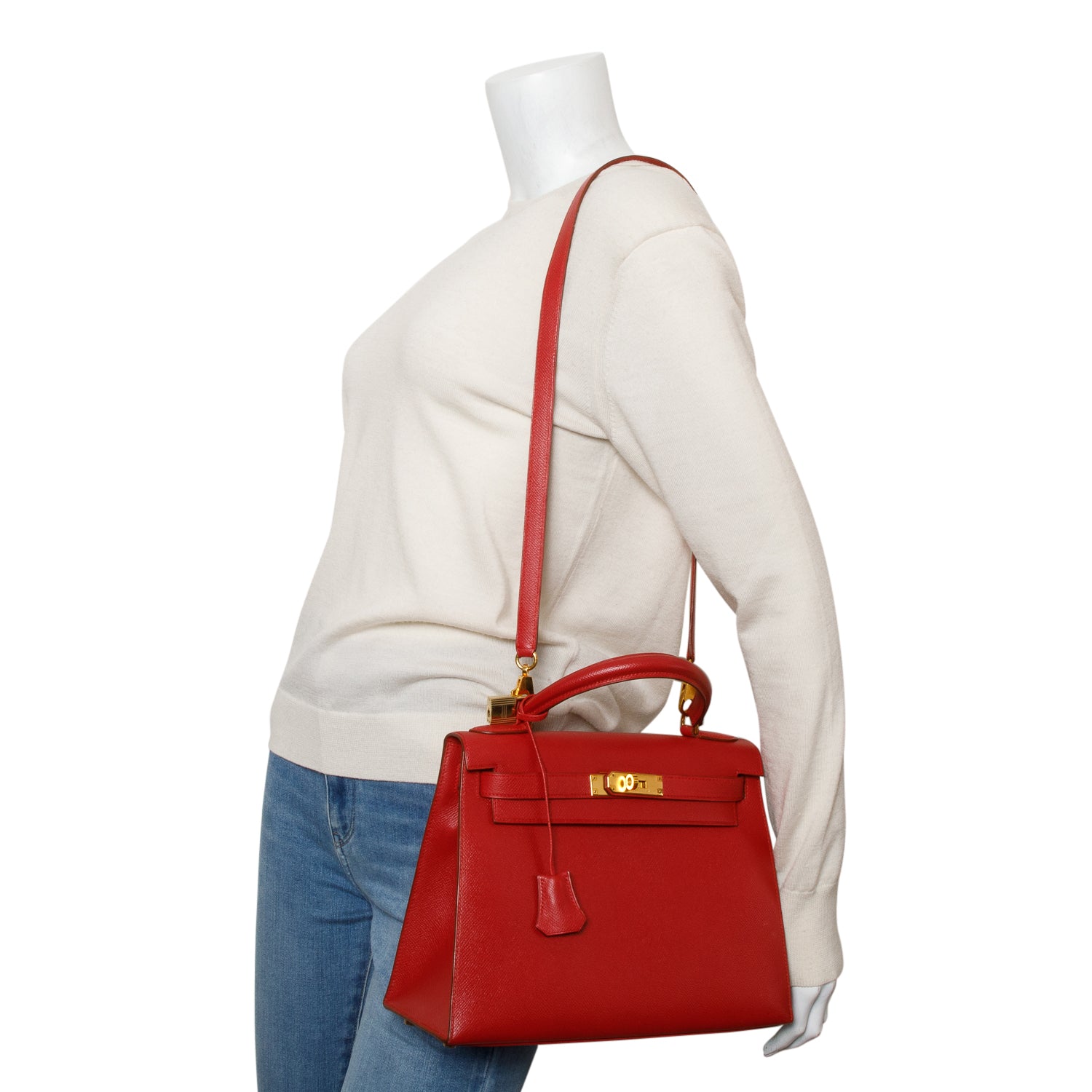 Hermes Vintage Rouge Grenat Epsom Kelly Sellier 28 w/ Strap