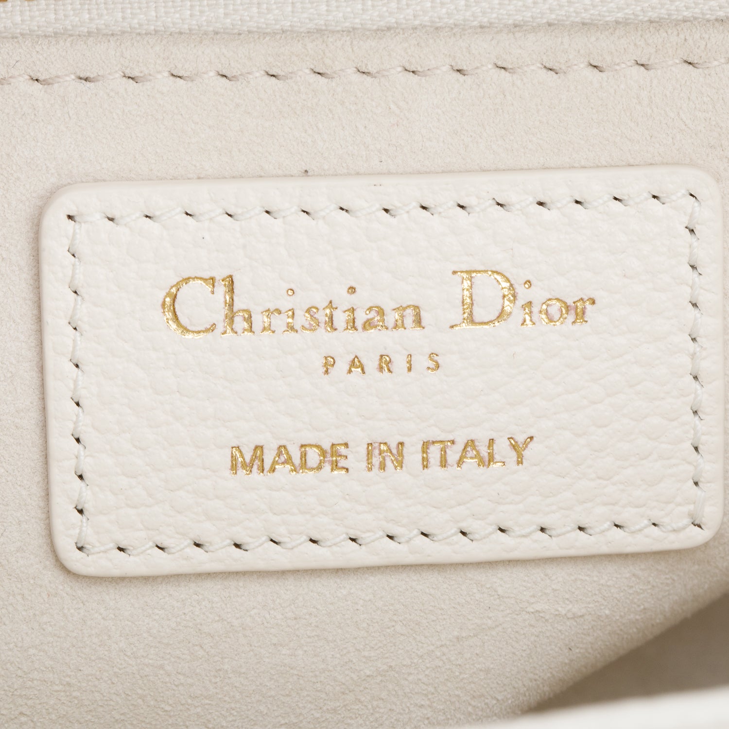 Christian Dior 2024 White Grained Cannage Calfskin Leather Small Lady Dior Bag w/ Box & Strap