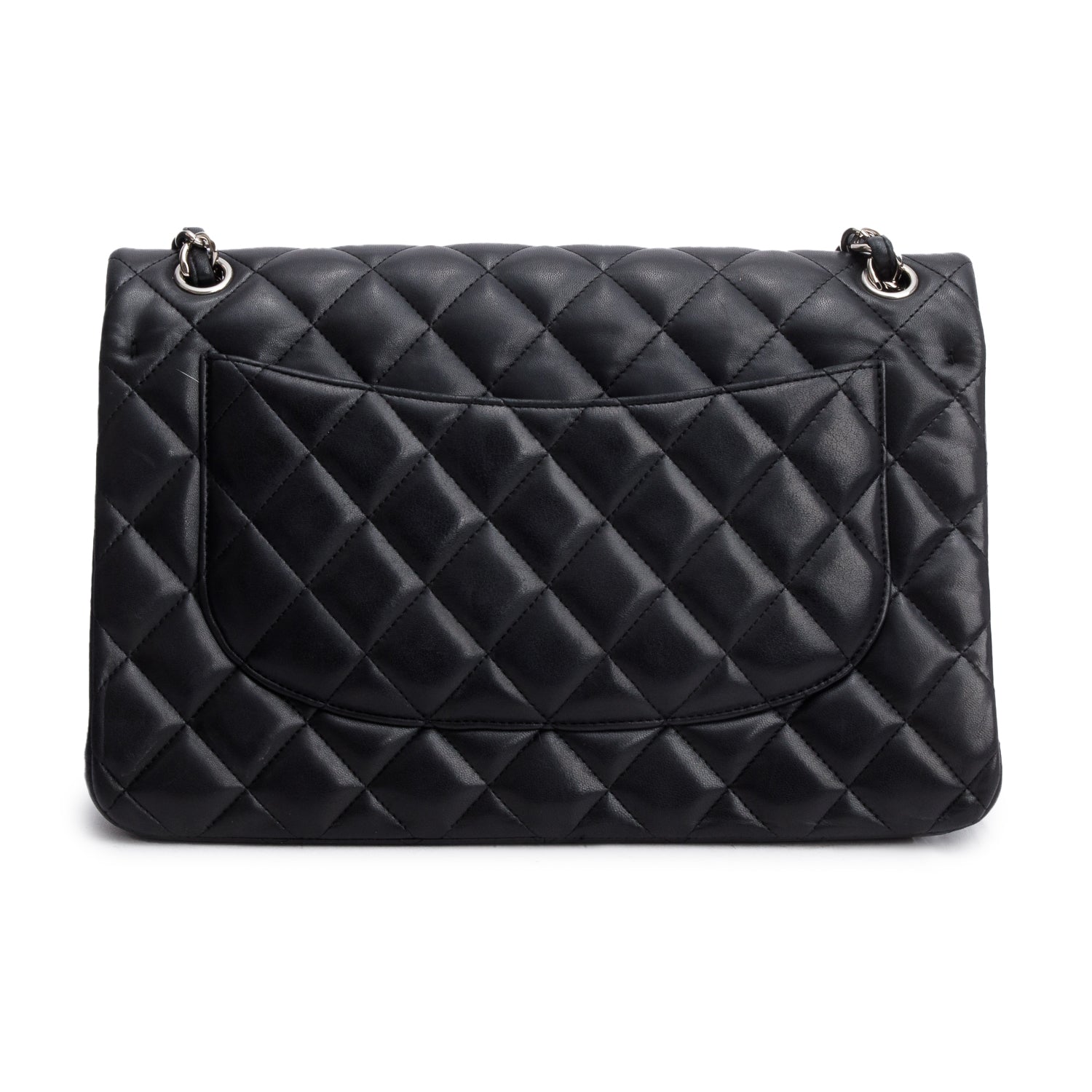 Chanel Black Quilted Lambskin Leather Jumbo Double Flap Bag
