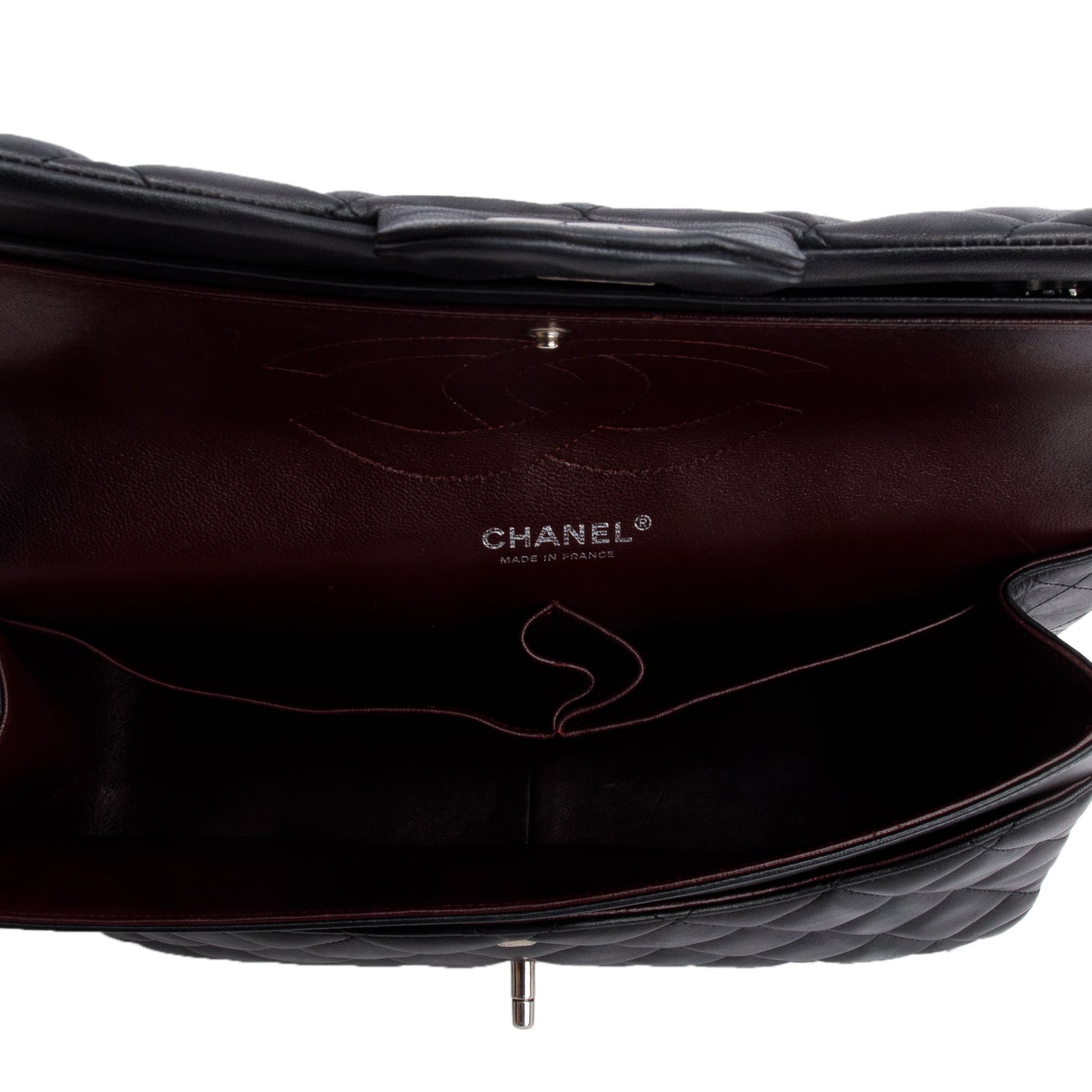 Chanel Black Quilted Lambskin Leather Jumbo Double Flap Bag