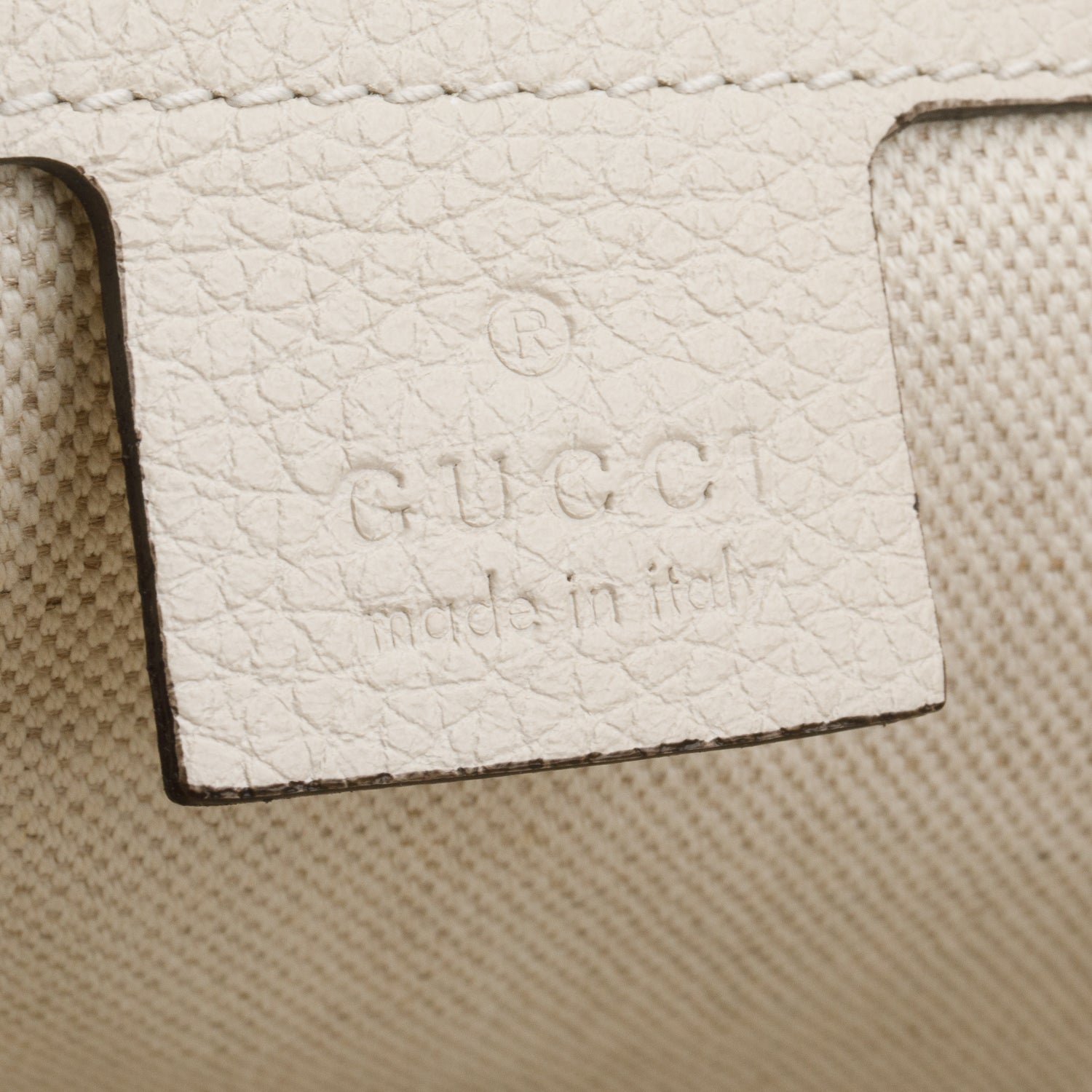 Gucci Cream Grained Calfskin Logo Half Moon Hobo