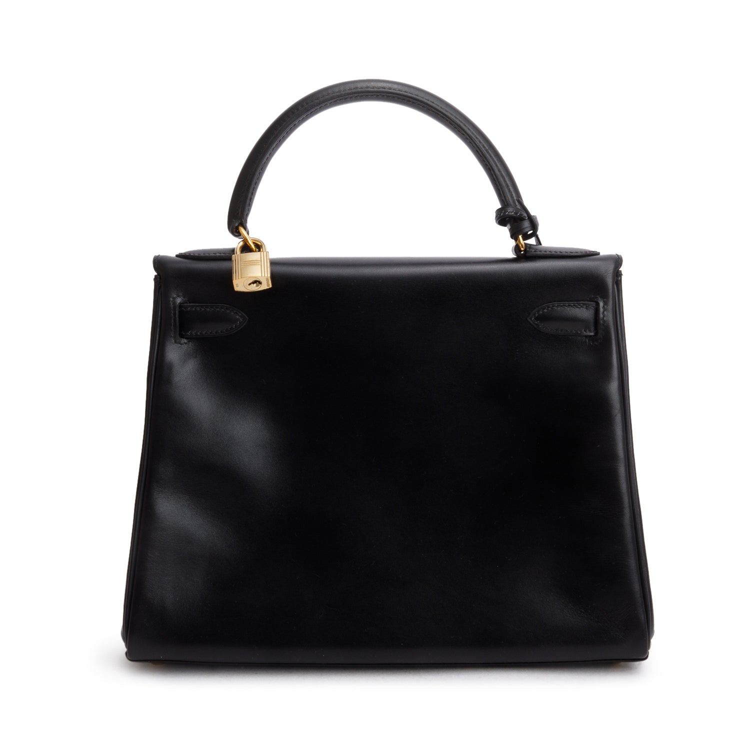 Hermes Vintage Noir Box Leather Kelly Retourne 28 w/ Strap