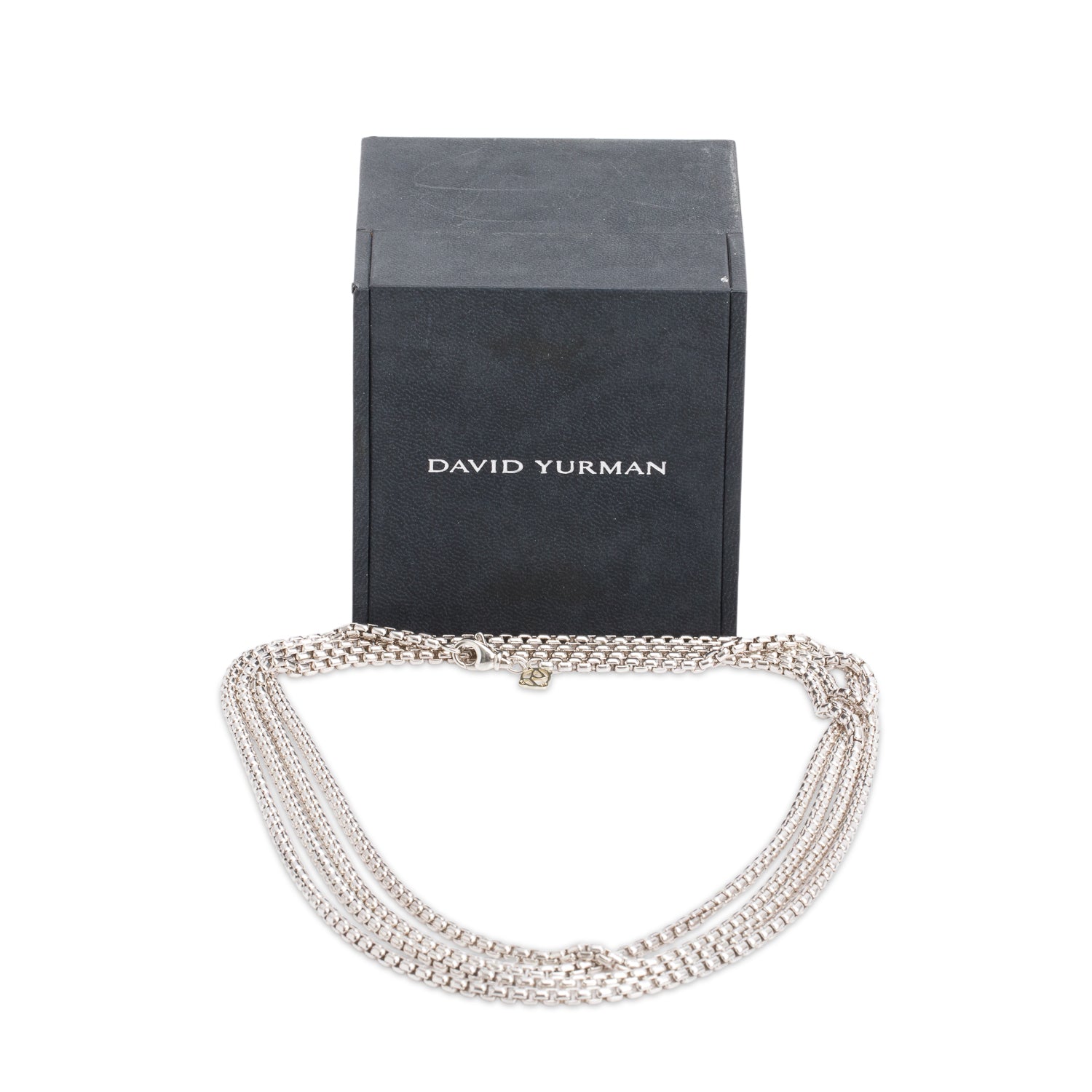 David Yurman Sterling Silver & 14k Yellow Gold 3.6 MM Box Chain Necklace, 72" w/ Box