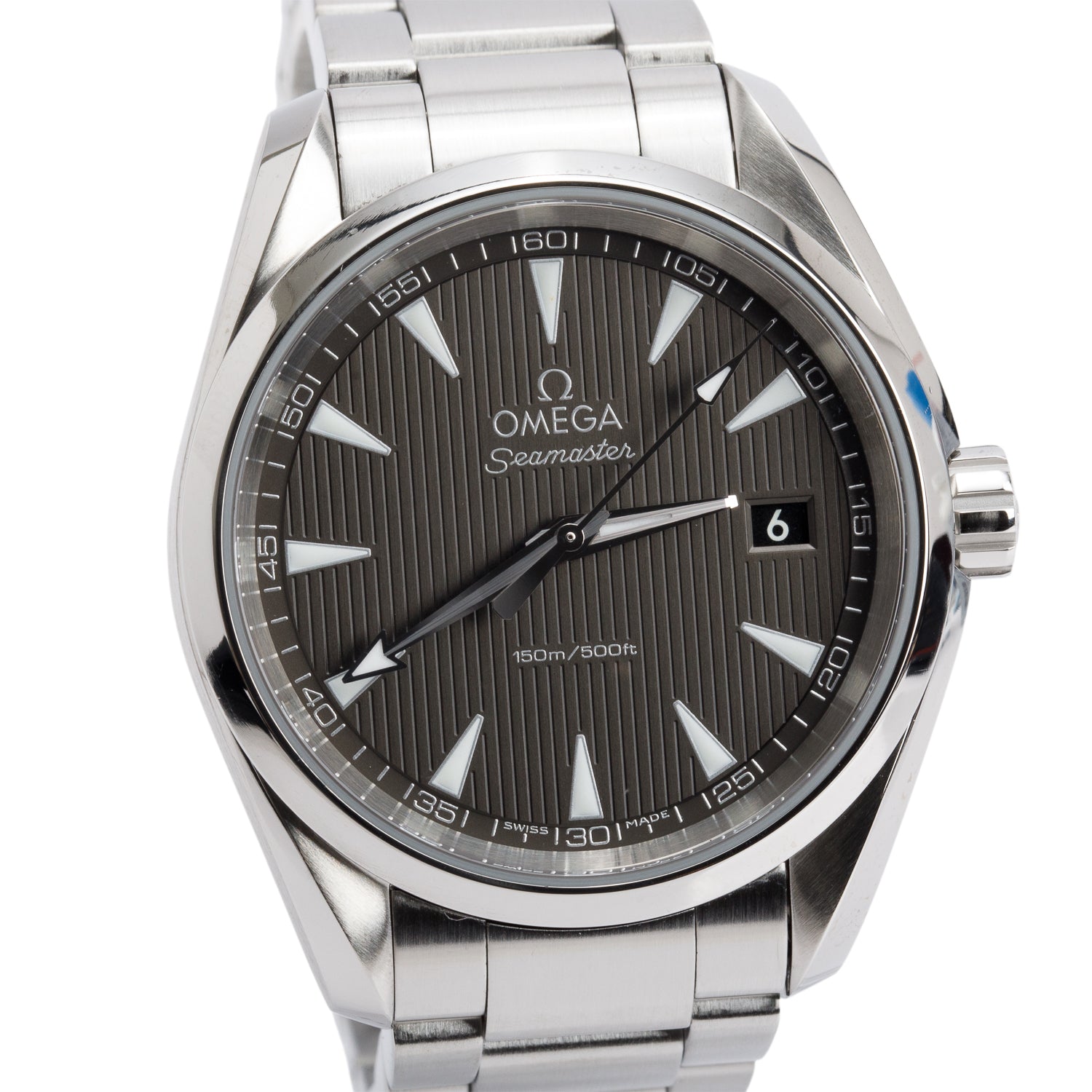 Omega Stainless Steel Seamaster Aqua Terra 150M 38.5 MM Quartz Watch Grey Dial