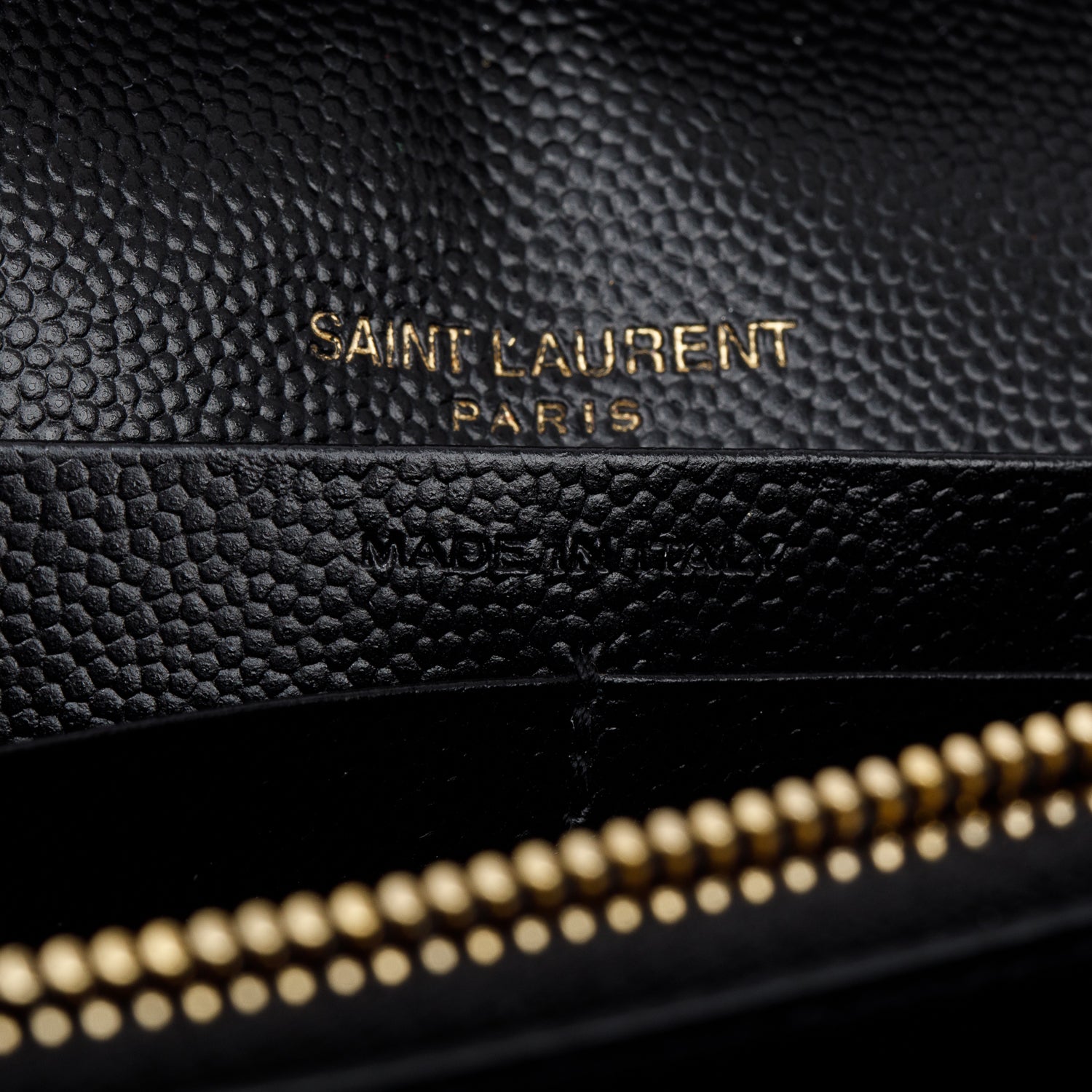 Saint Laurent 2022 Black Grain De Poudre Cassandre Envelope Chain Wallet w/ Box