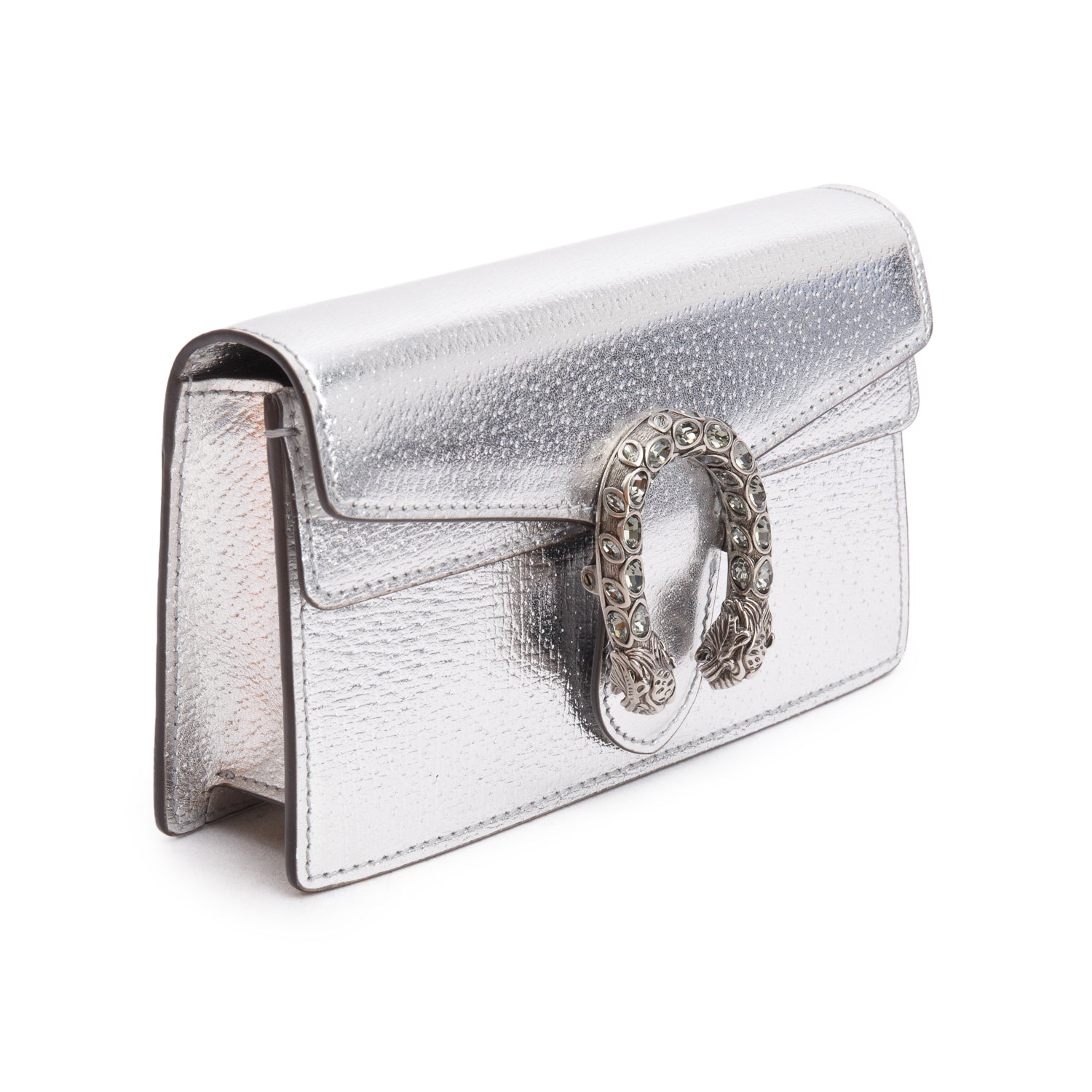 Gucci Dionysus Silver Calfskin Leather Dionysus Super Mini Bag w/ Box