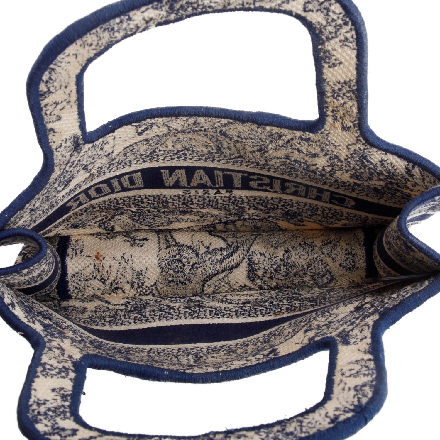 Christian Dior 2020 Blue Canvas Embroidered Mini Toile De Jouy Book Tote