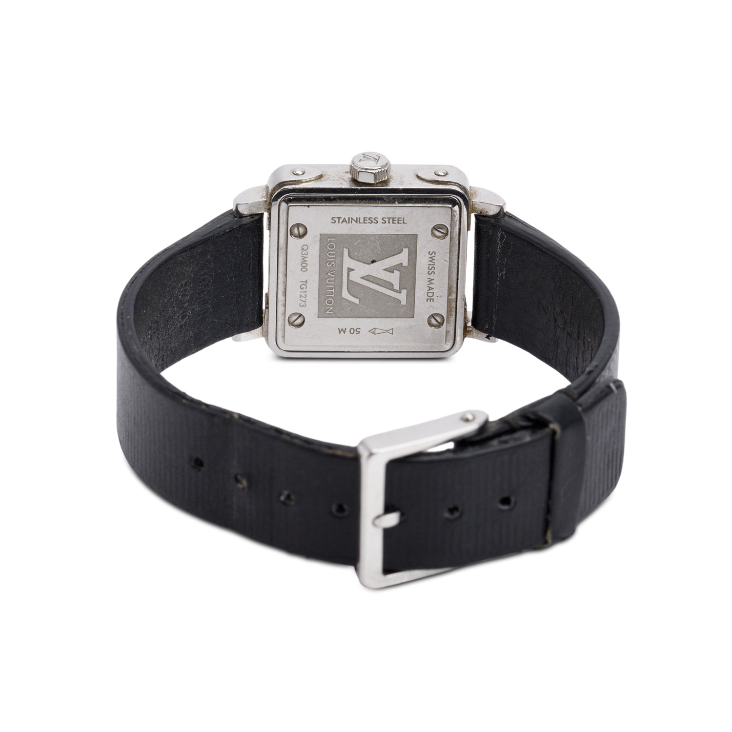 Louis Vuitton Stainless Steel Emprise 24 MM Watch Black Dial Q3M00