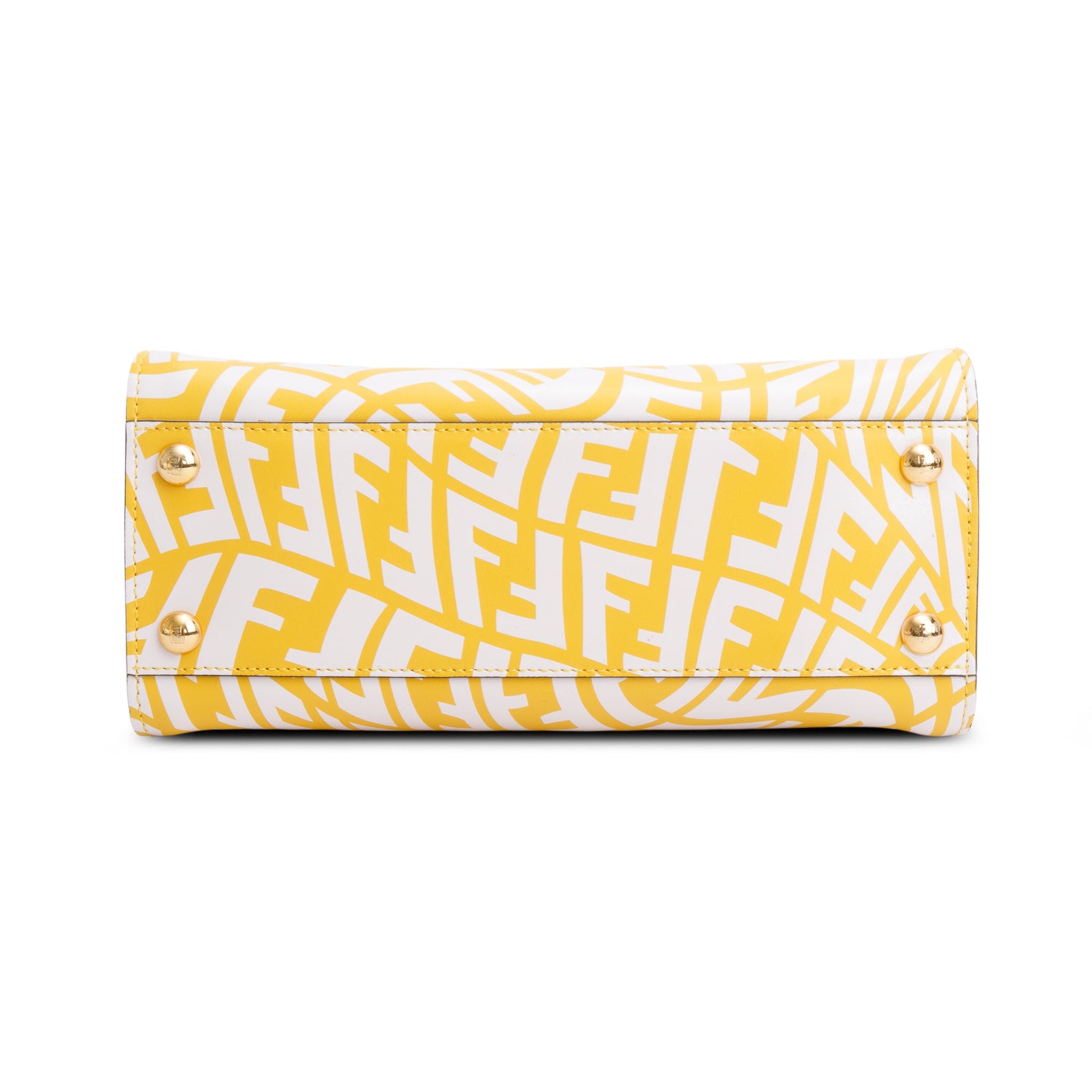 Fendi 2021 Yellow/White Vitello Libery Shiny Nappa Plexiglass FF Vertigo Mini Peekaboo Iconic Satchel w/ Strap