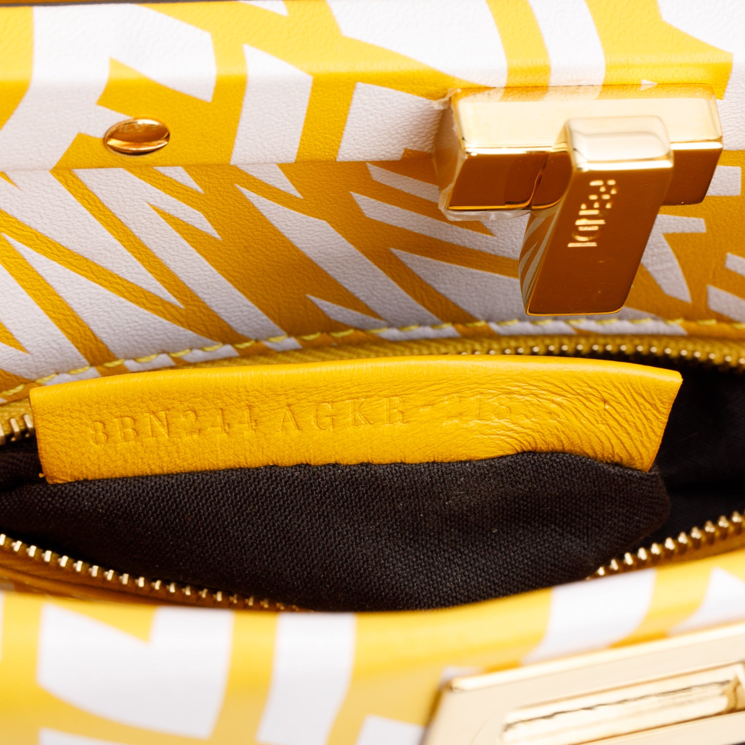 Fendi 2021 Yellow/White Vitello Libery Shiny Nappa Plexiglass FF Vertigo Mini Peekaboo Iconic Satchel w/ Strap