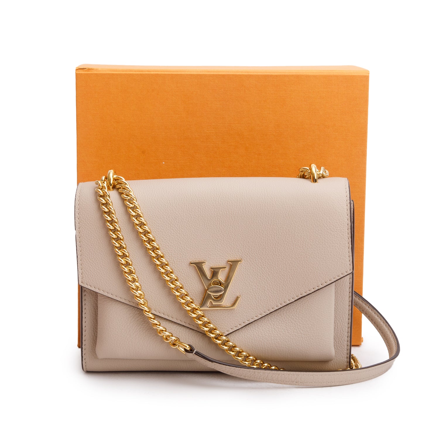 Louis Vuitton 2023 Greige Soft Calf Leather MyLockMe Chain Bag w/ Box & Receipt
