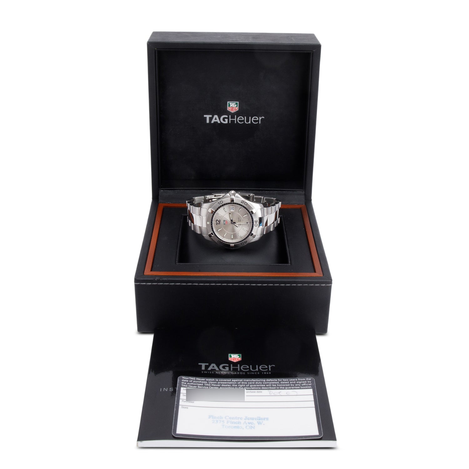 Tag Heuer Stainless Steel Aquaracer 2000 38 MM Quartz Watch Silver Dial WAF112 w/ Box & Papers