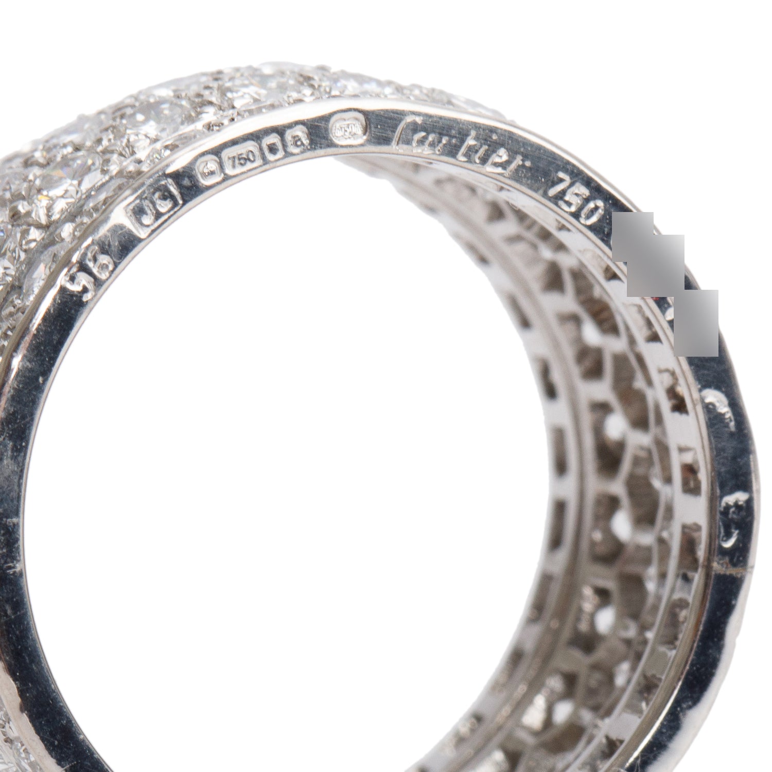 Cartier 18k White Gold Paved Diamond Nigeria Band Ring, Size 56 8 w/ Box