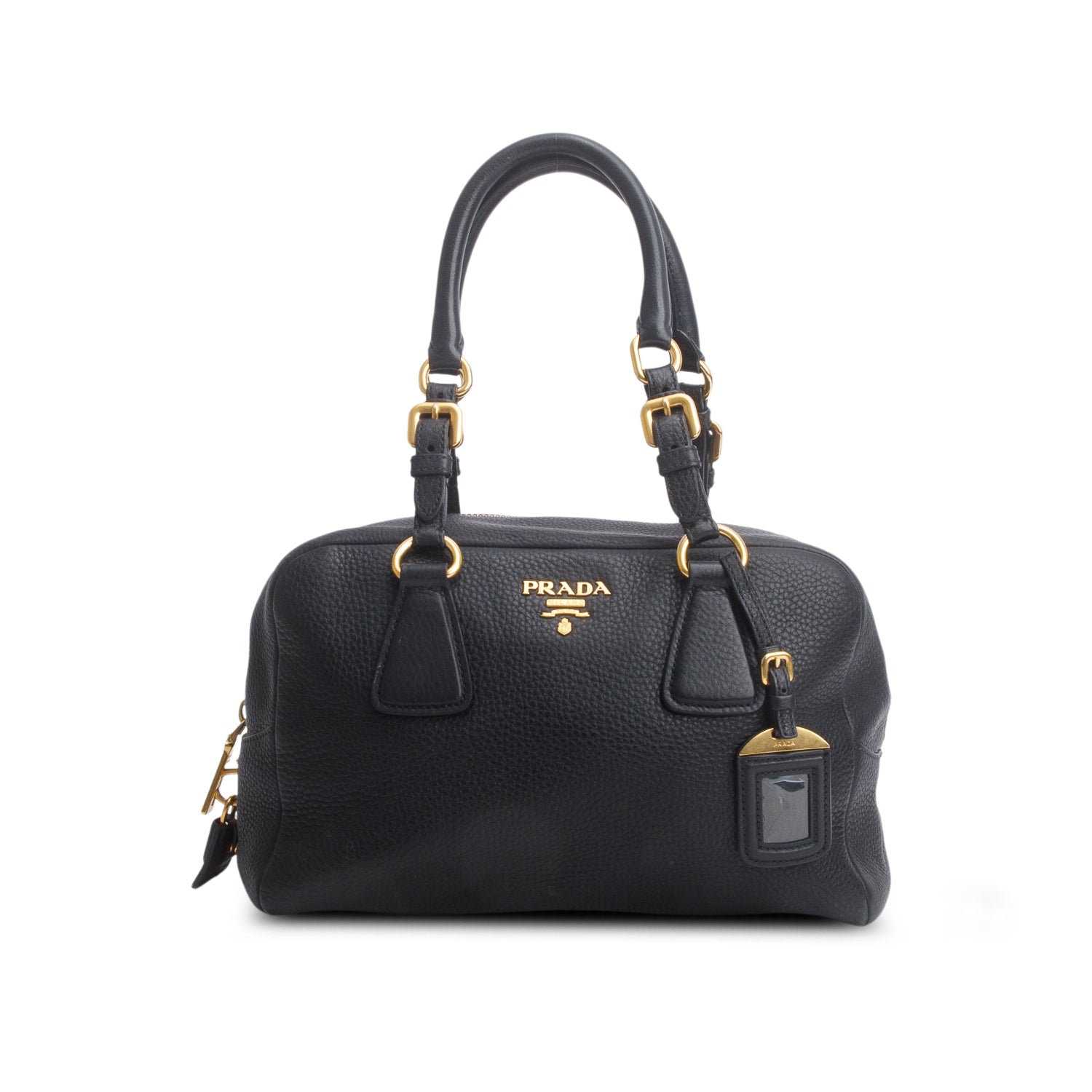 Prada Black Vitello Daino Convertible Bauletto w/ Authenticity Card & Strap