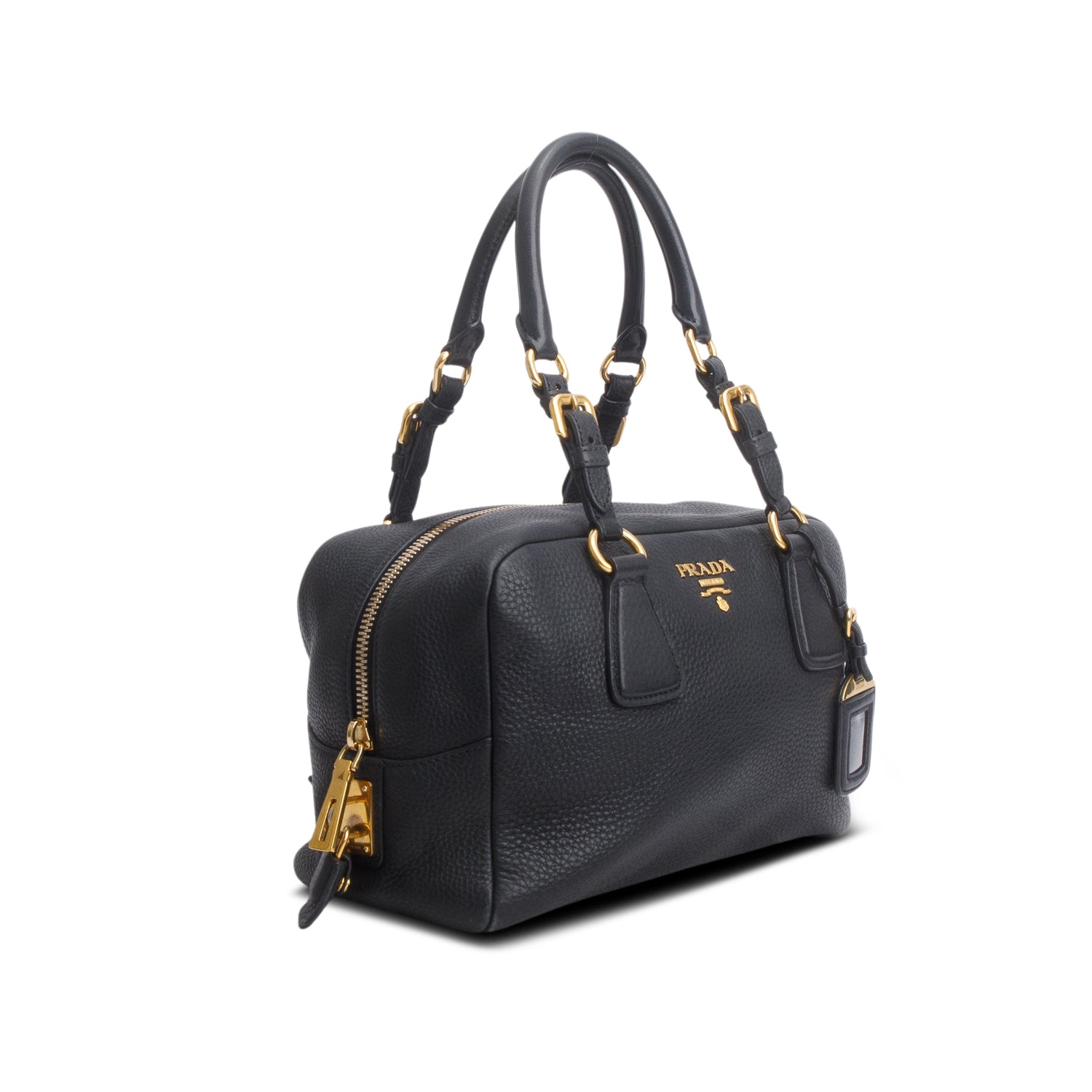 Prada Black Vitello Daino Convertible Bauletto w/ Authenticity Card & Strap