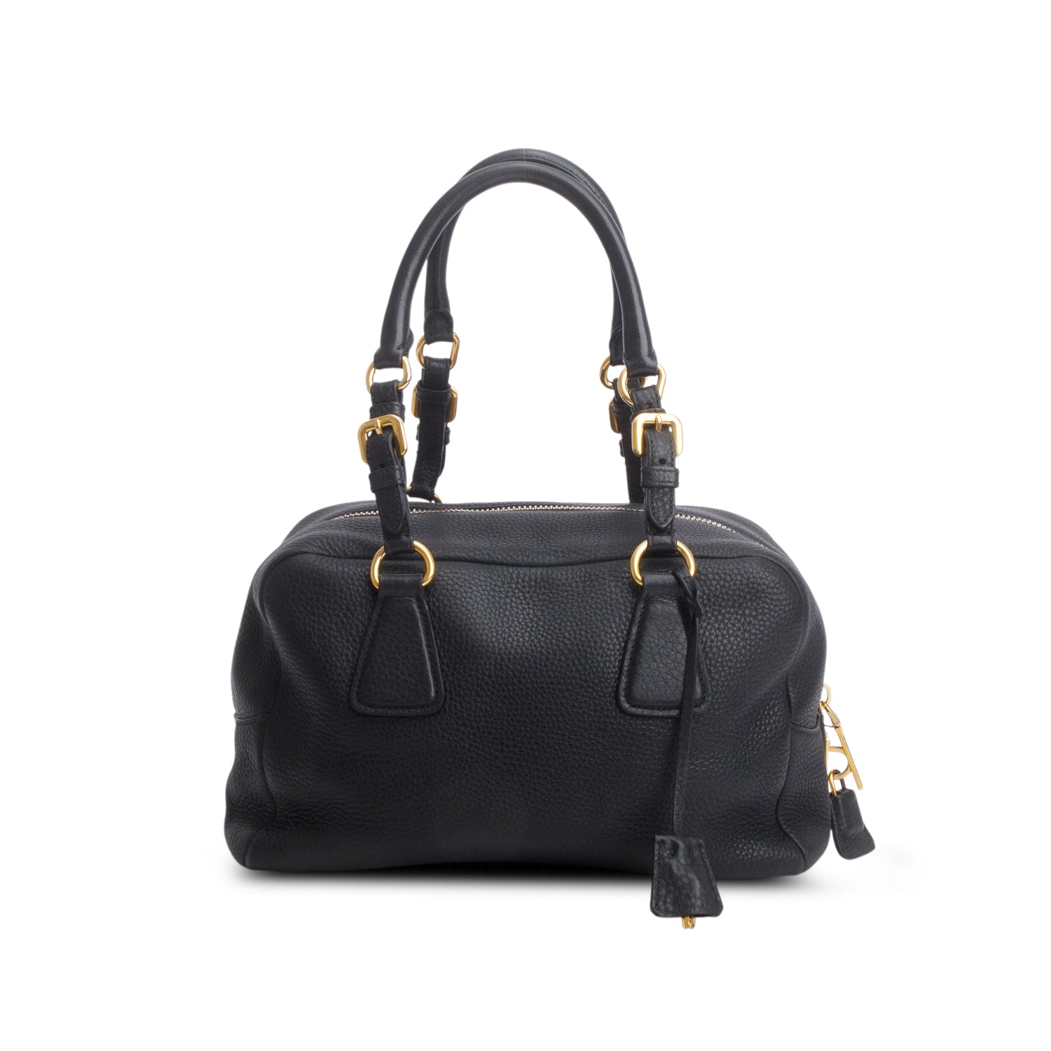 Prada Black Vitello Daino Convertible Bauletto w/ Authenticity Card & Strap