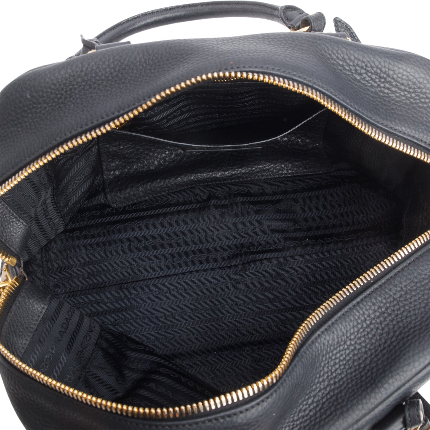 Prada Black Vitello Daino Convertible Bauletto w/ Authenticity Card & Strap