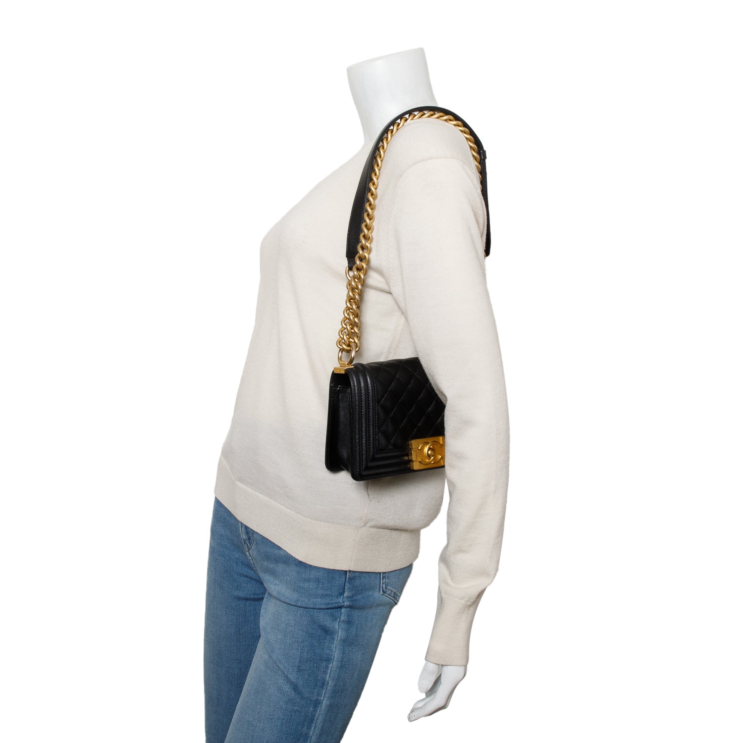 Chanel 2024 Black Caviar Leather Small Boy Bag w/ Receipt