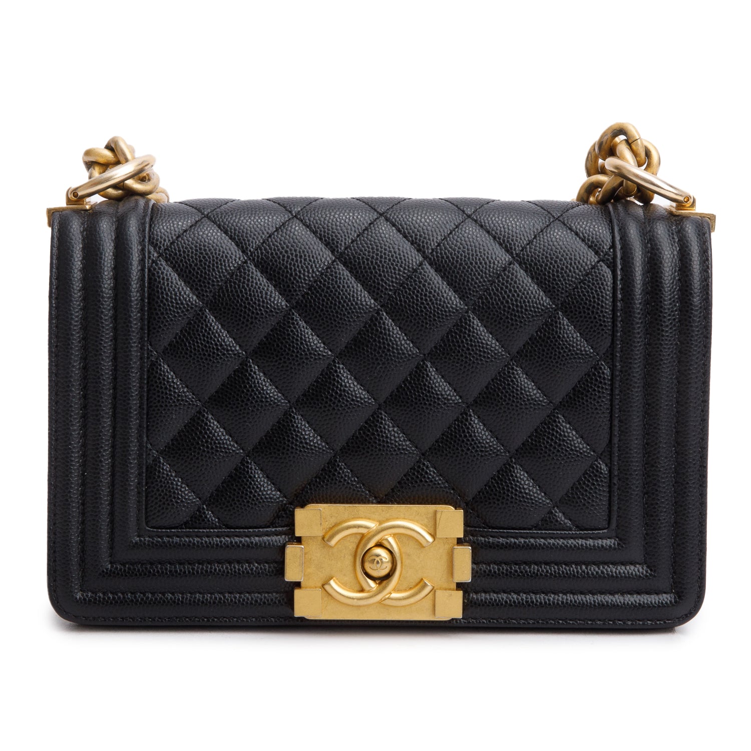 Chanel 2024 Black Caviar Leather Small Boy Bag w/ Receipt