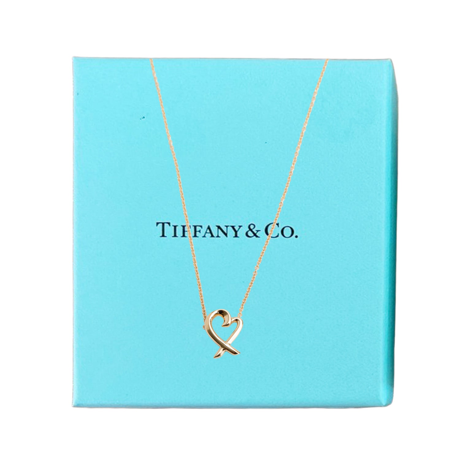 Tiffany & Co. Paloma Picasso 18k Yellow Gold Mini Loving Heart Pendant Necklace w/ Box