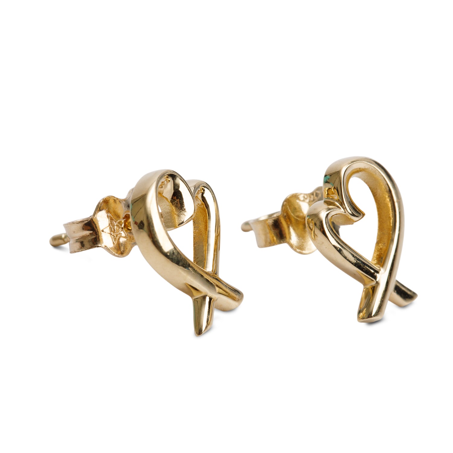 Tiffany & Co. Paloma Picasso 18k Yellow Gold Mini Loving Heart Stud Earrings w/ Box