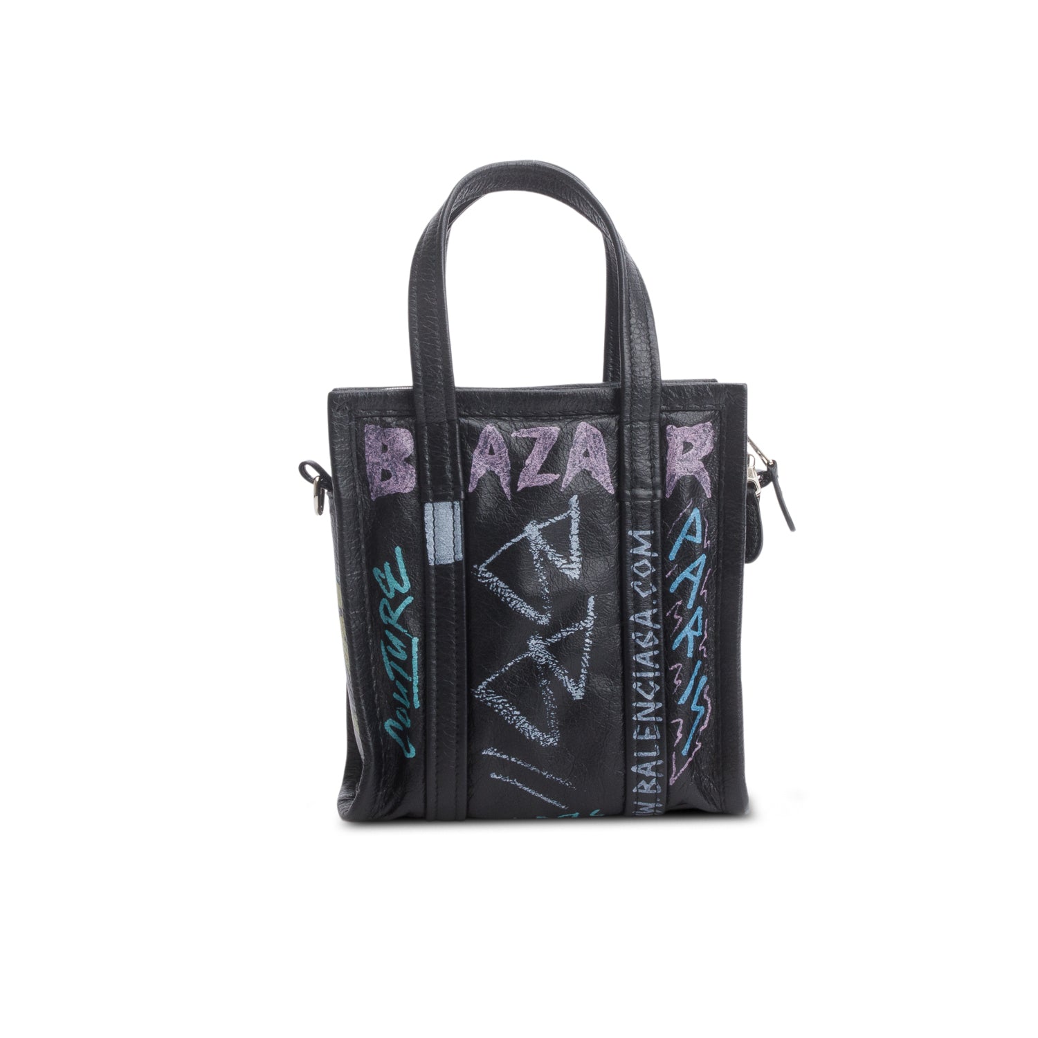 Balenciaga Agneau Leather Graffiti All Over XS Shopper Tote w/ Strap