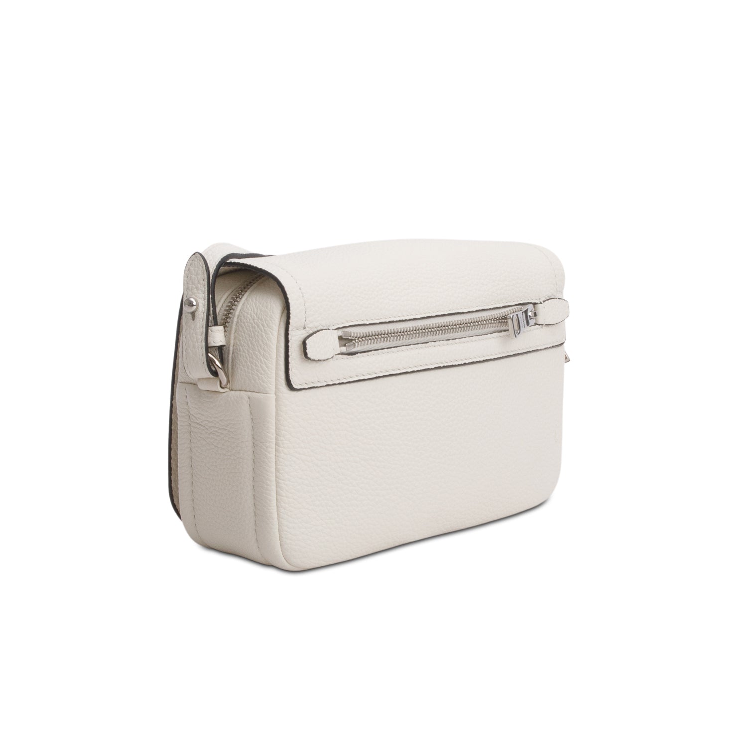 Prada Cream Vitello Daino Logo Flap Crossbody Bag