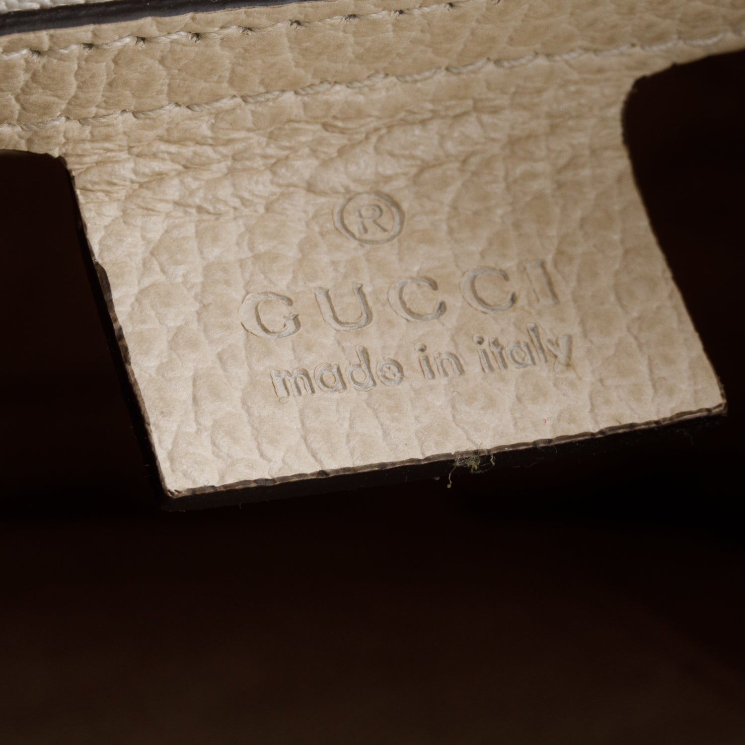 Gucci Cream Grained Calfskin Logo Messenger Bag