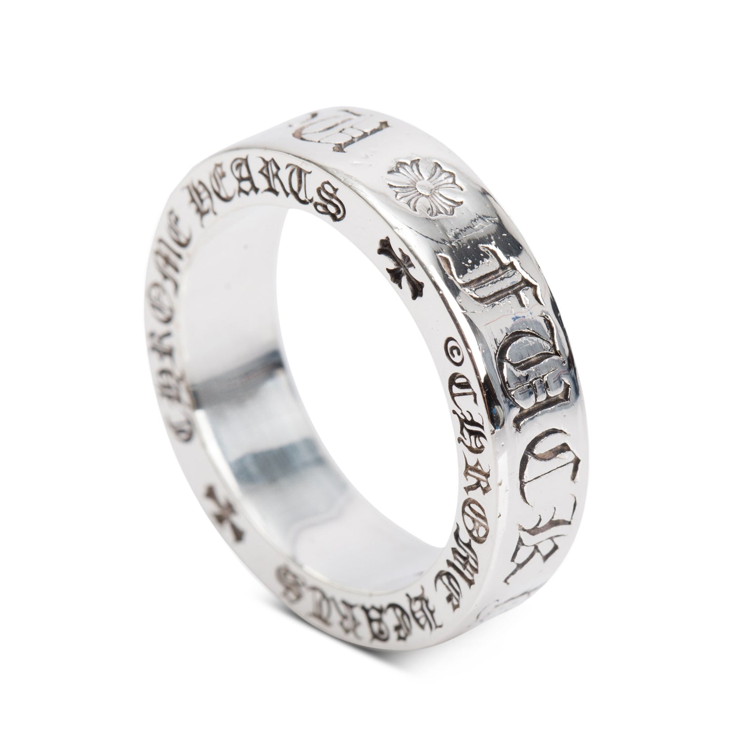 Chrome Hearts Sterling Silver 'F**k You' Spacer 6 MM Band Ring, Size 8
