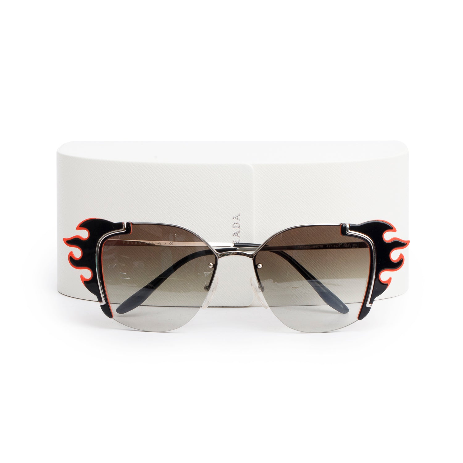 Prada SPR59V Black Cat Eye Gradient Flame Sunglasses w/ Case