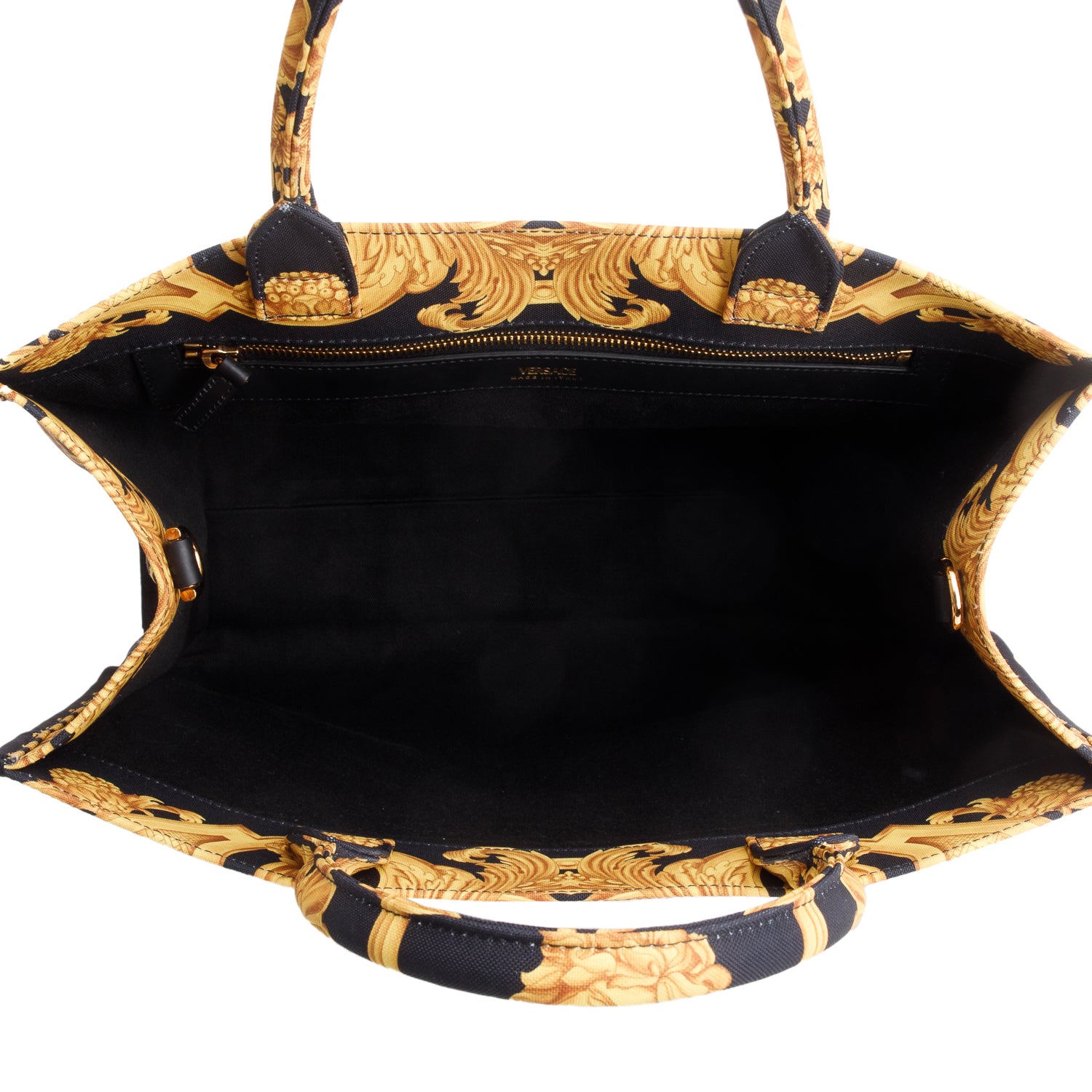 Versace Black/Gold Barocco Canvas Large Tote w/ Strap