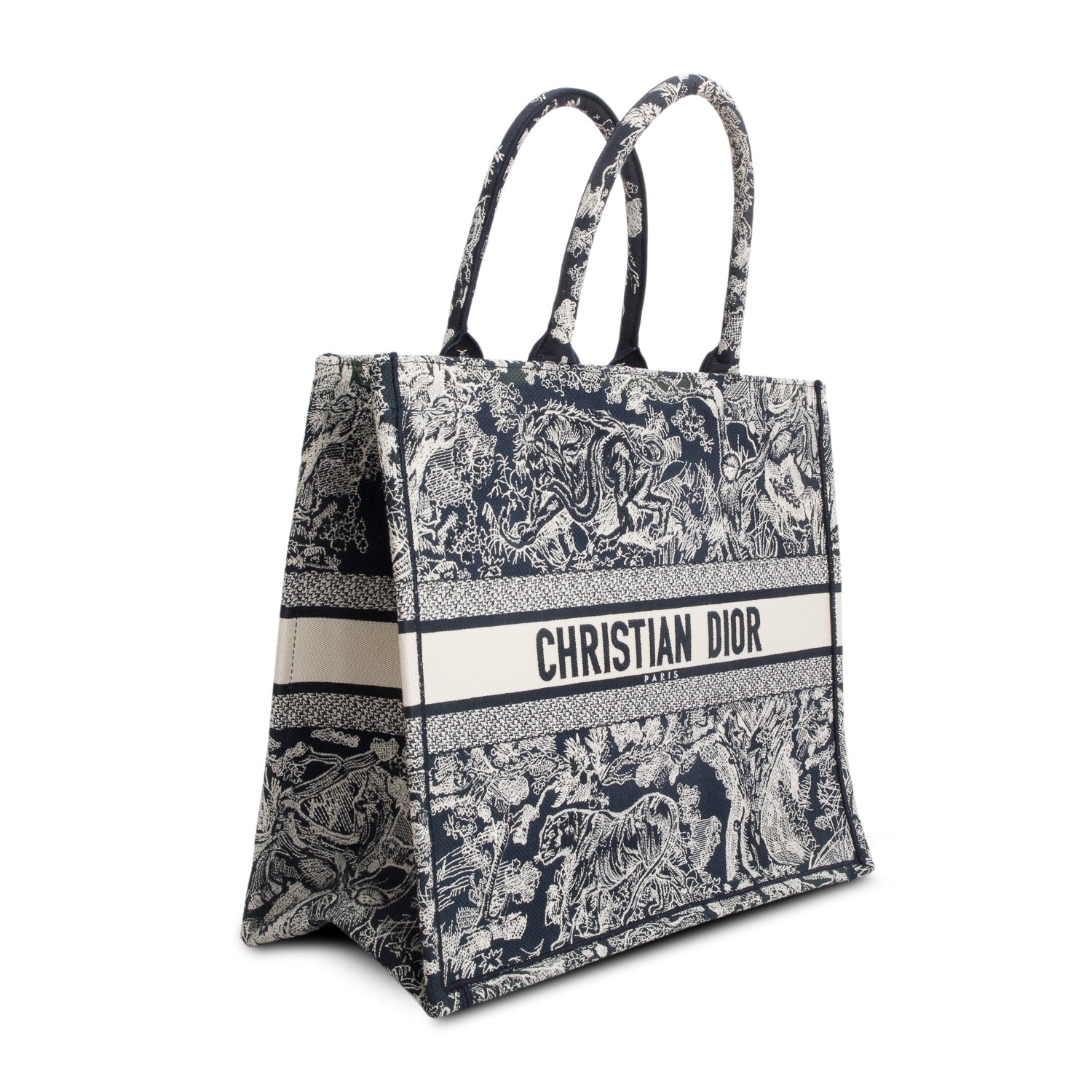 Christian Dior 2022 Canvas Embroidered Large Dioriviera Toile de Jouy Reverse Book Tote w/ Authenticity Card