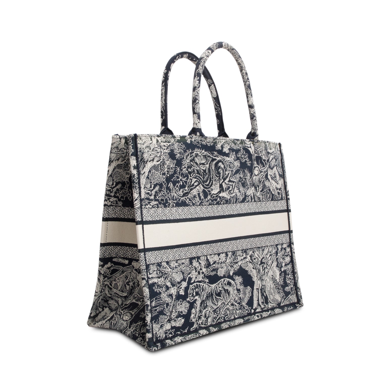 Christian Dior 2022 Canvas Embroidered Large Dioriviera Toile de Jouy Reverse Book Tote w/ Authenticity Card