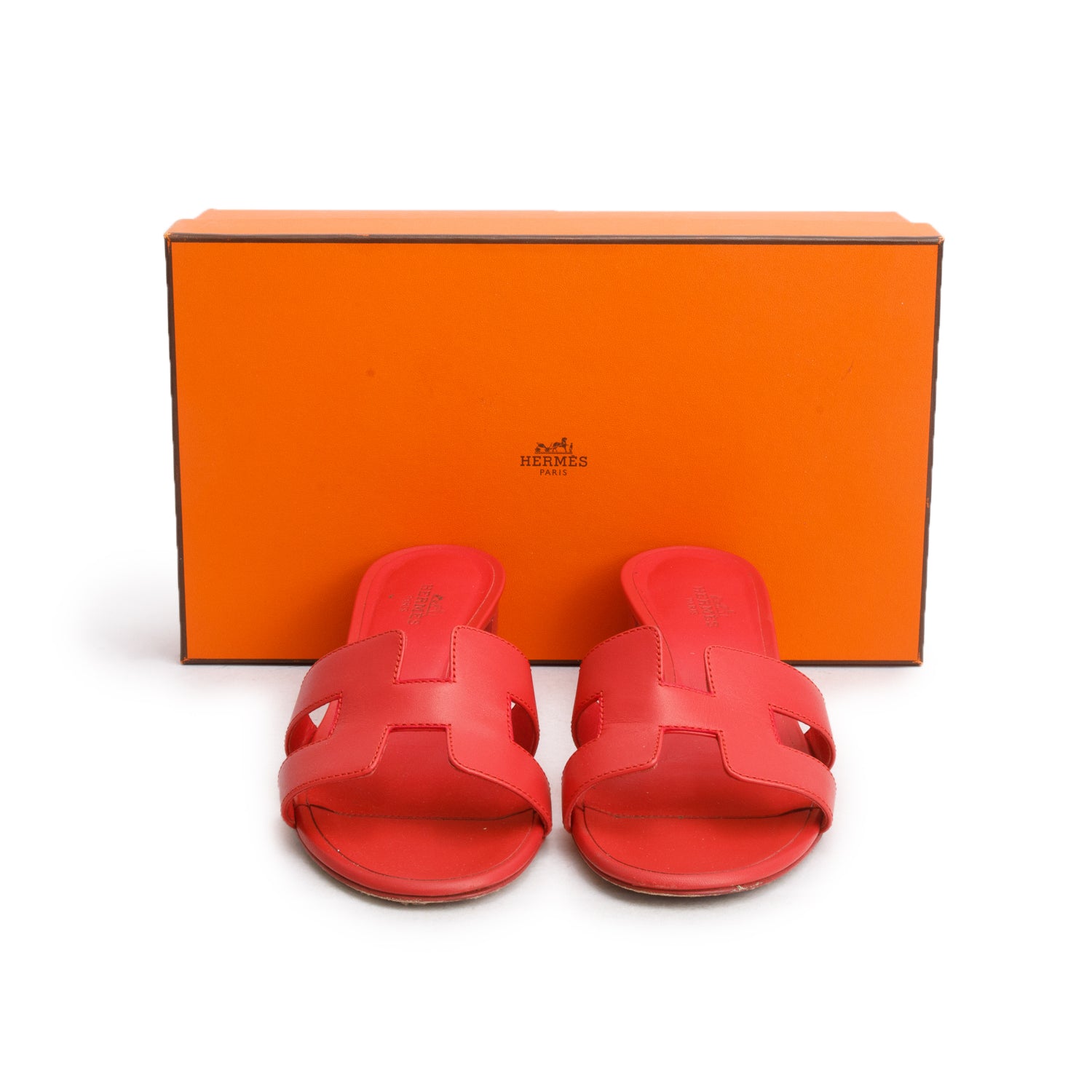 Hermes Rouge Corazon Calfskin Oasis Sandals, Size 36 w/ Box