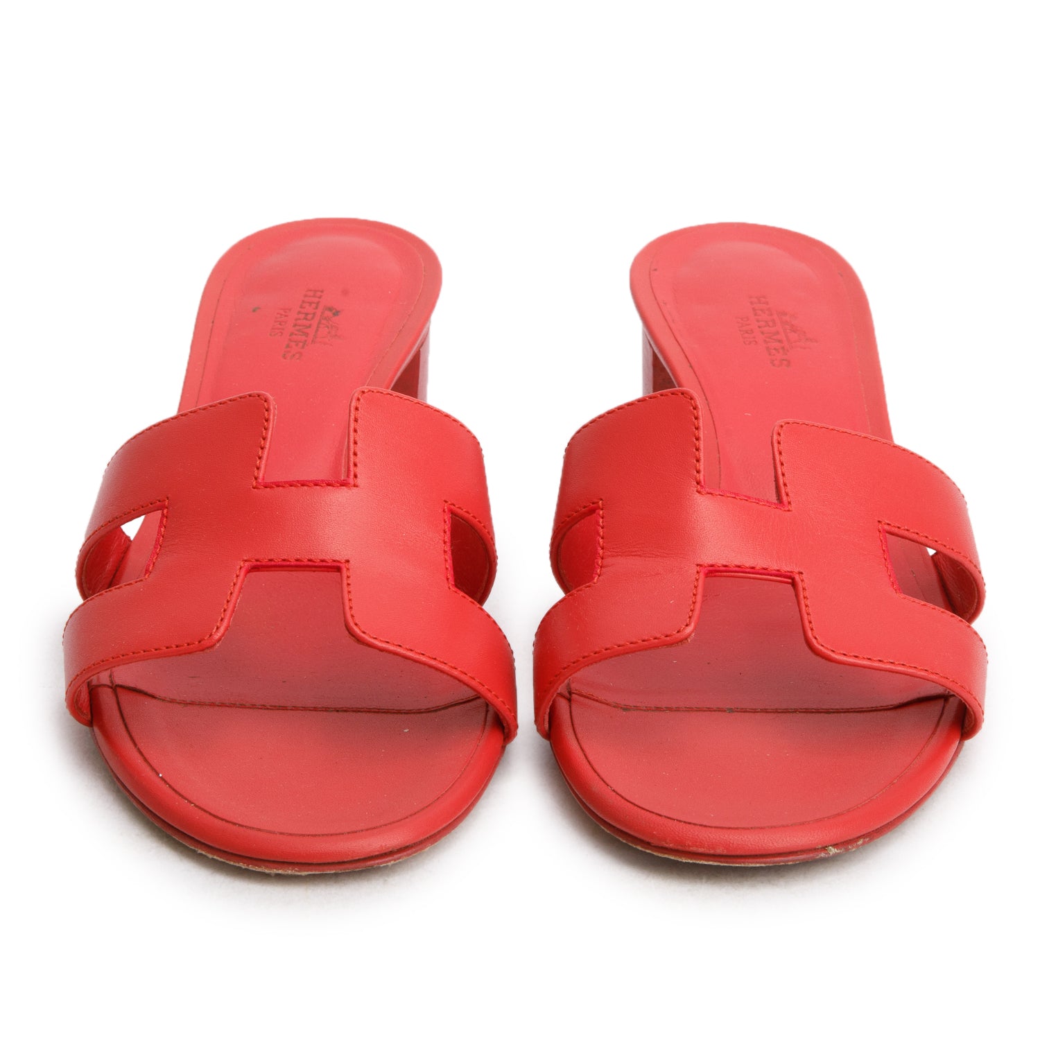 Hermes Rouge Corazon Calfskin Oasis Sandals, Size 36 w/ Box