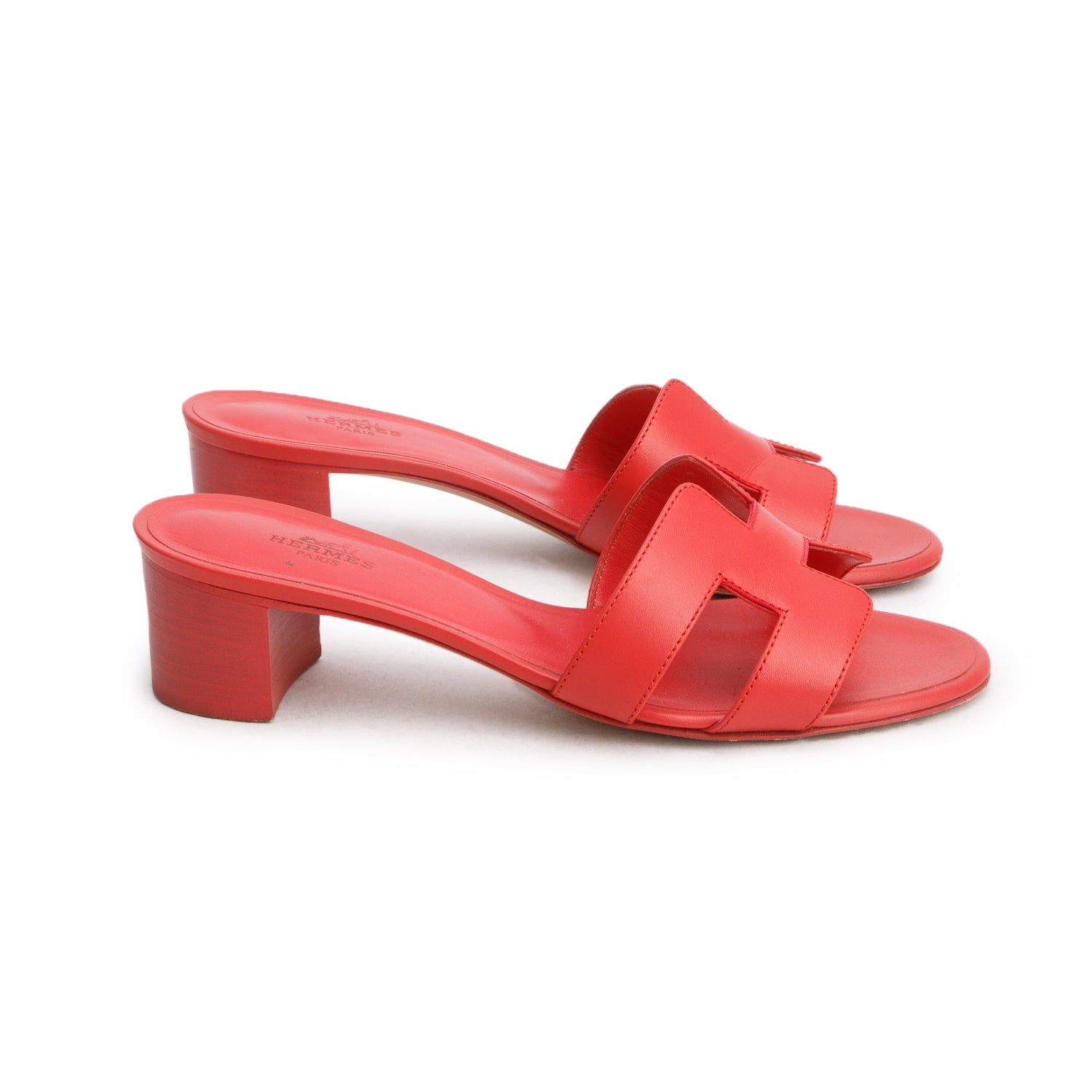 Hermes Rouge Corazon Calfskin Oasis Sandals, Size 36 w/ Box